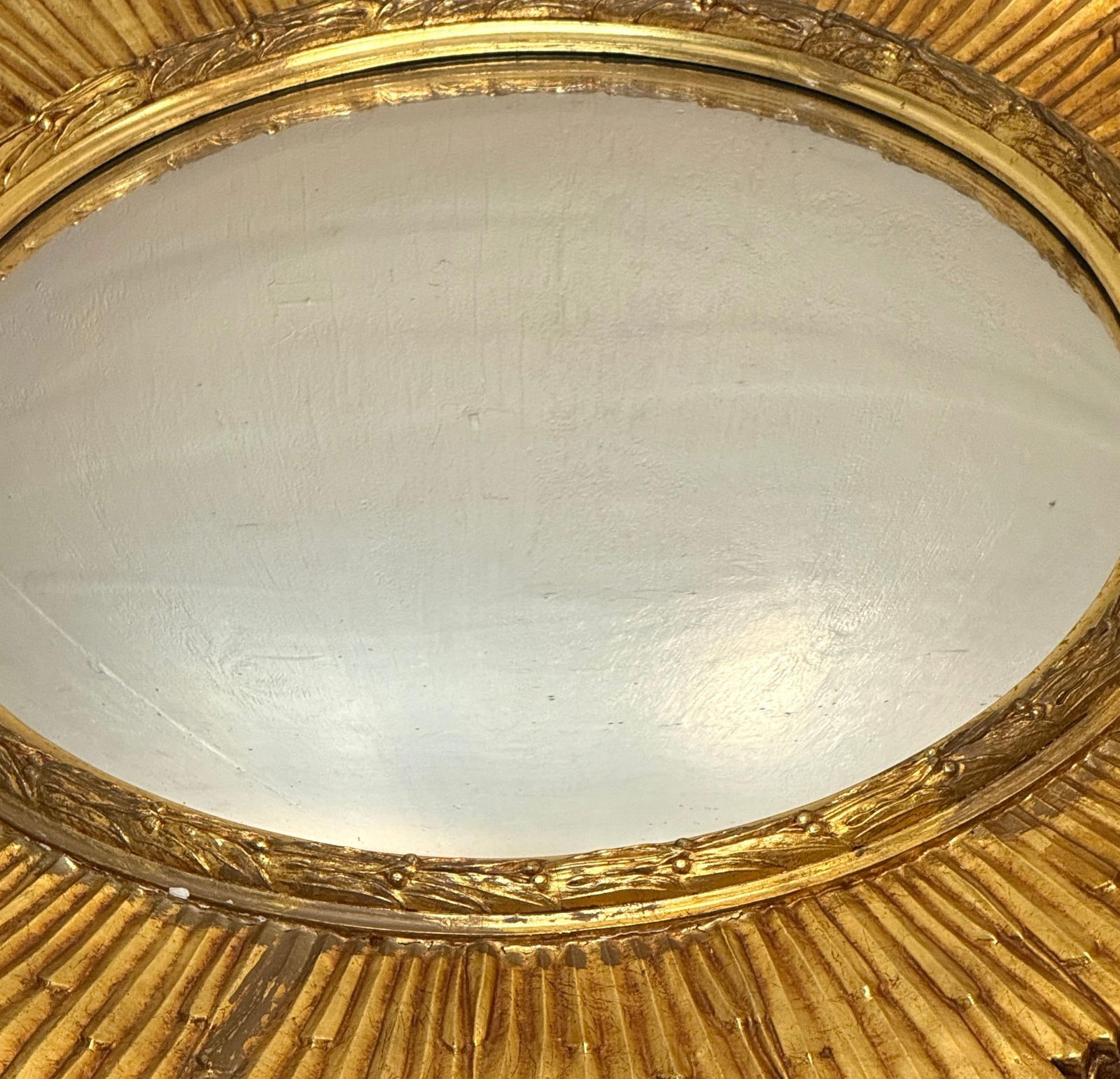 Mid-Century Italian Carved Giltwood Sunburst Mirror with Convex Glass, C. 1950s - 18