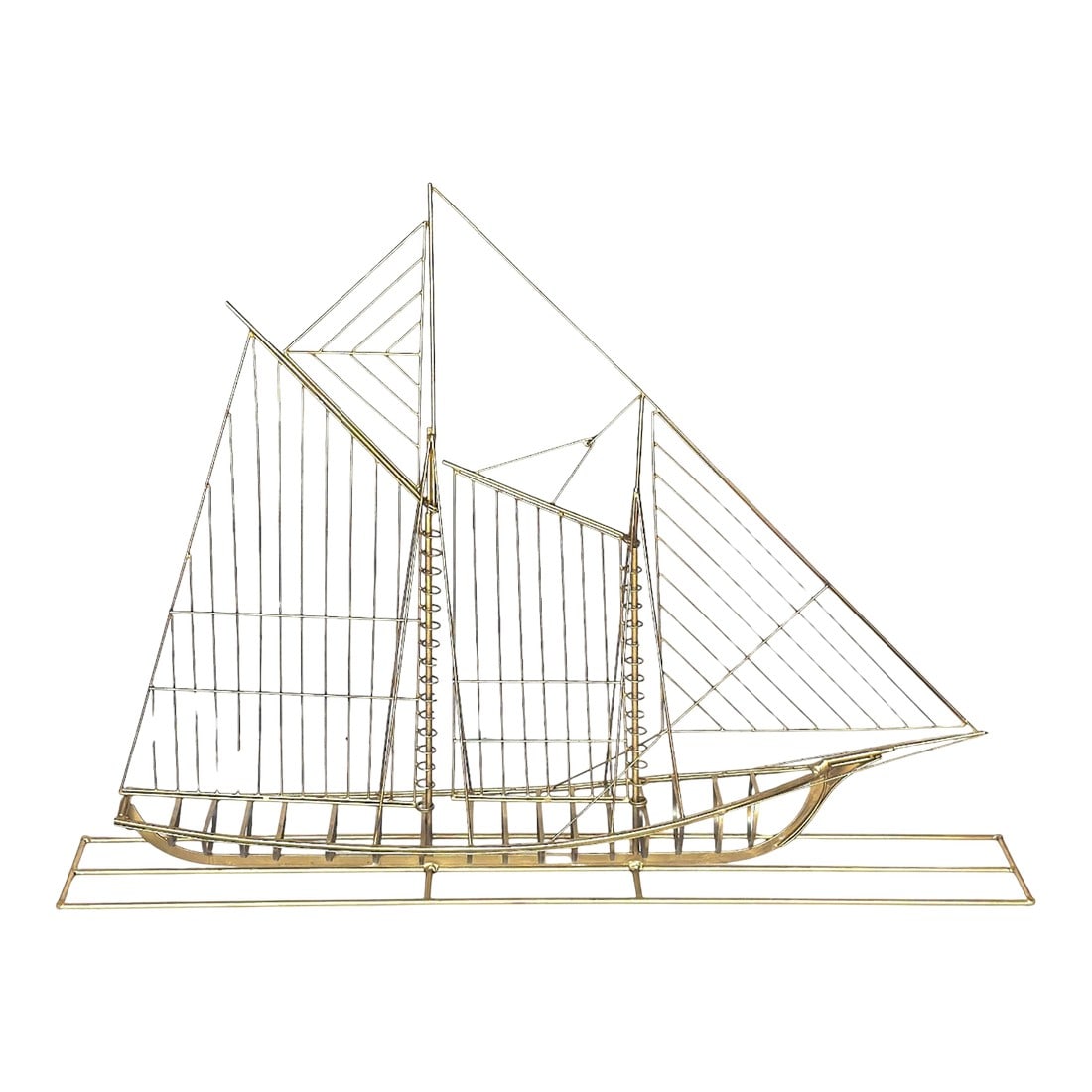 Monumental Curtis Jere Brass Sailboat Sculpture, Signed and Dated 1976: Monumental Curtis Jere Brass Sailboat Sculpture, Signed and Dated 1976 Dimensions: 52"³ W × 39"³ H × 7"³ D Signed: Â© C. Jere, 1976 A striking and monumental brass w