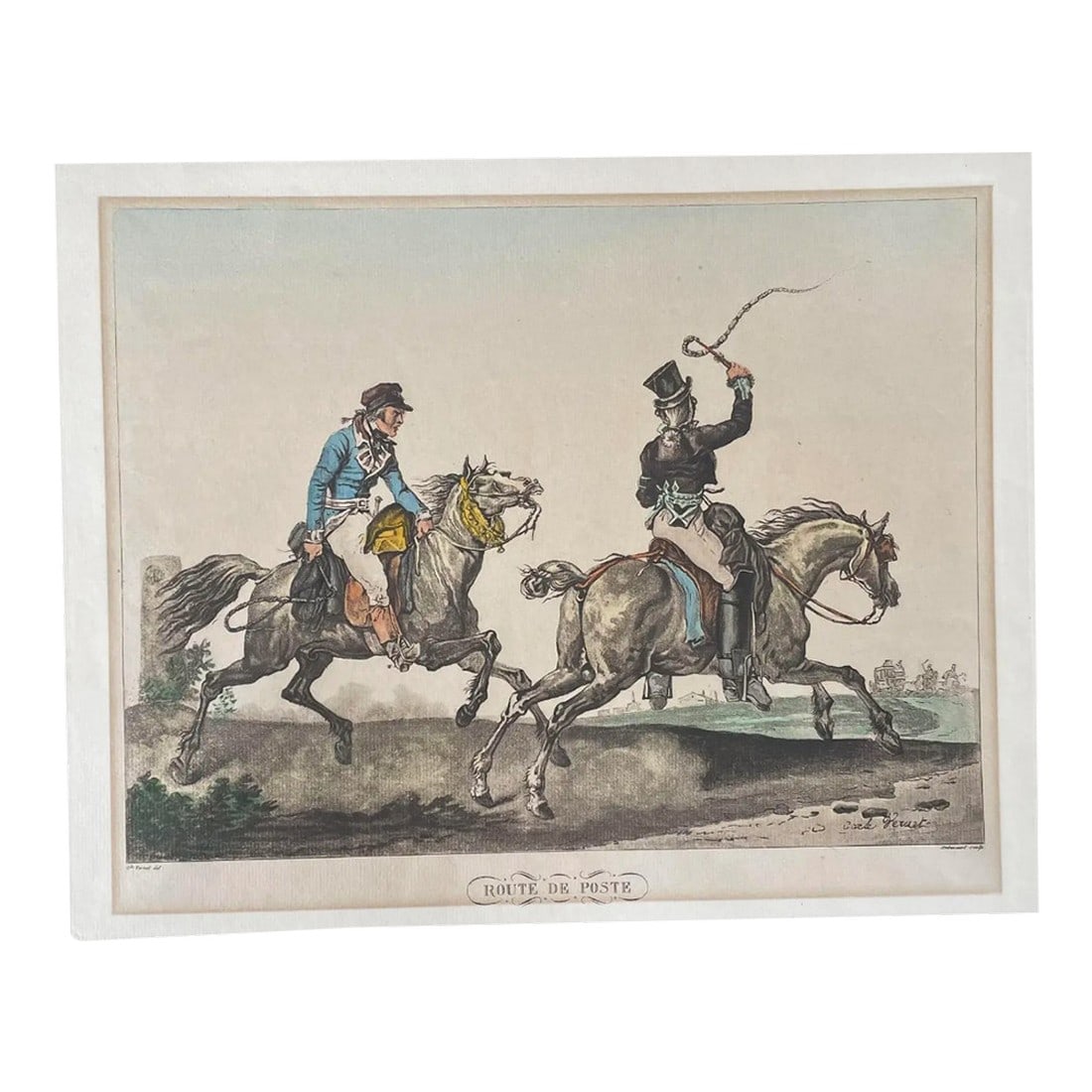 Early 19th Century Louis Philibert Debucourt "Route De Post" Engraving by Charles Vernet (1 of 4)