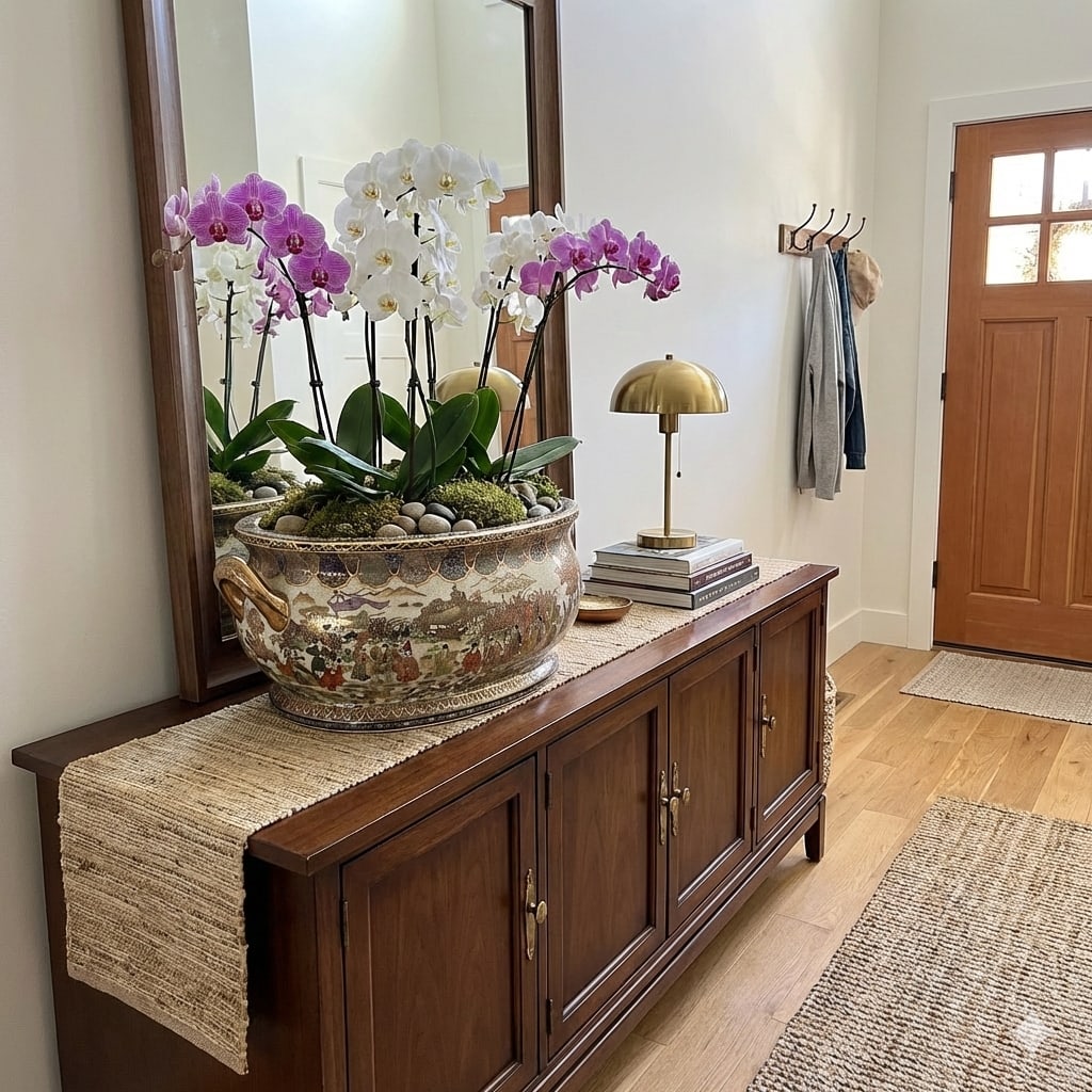 Porcelain Oriental Golden Color Satsuma Graphic Oval Pot - 7