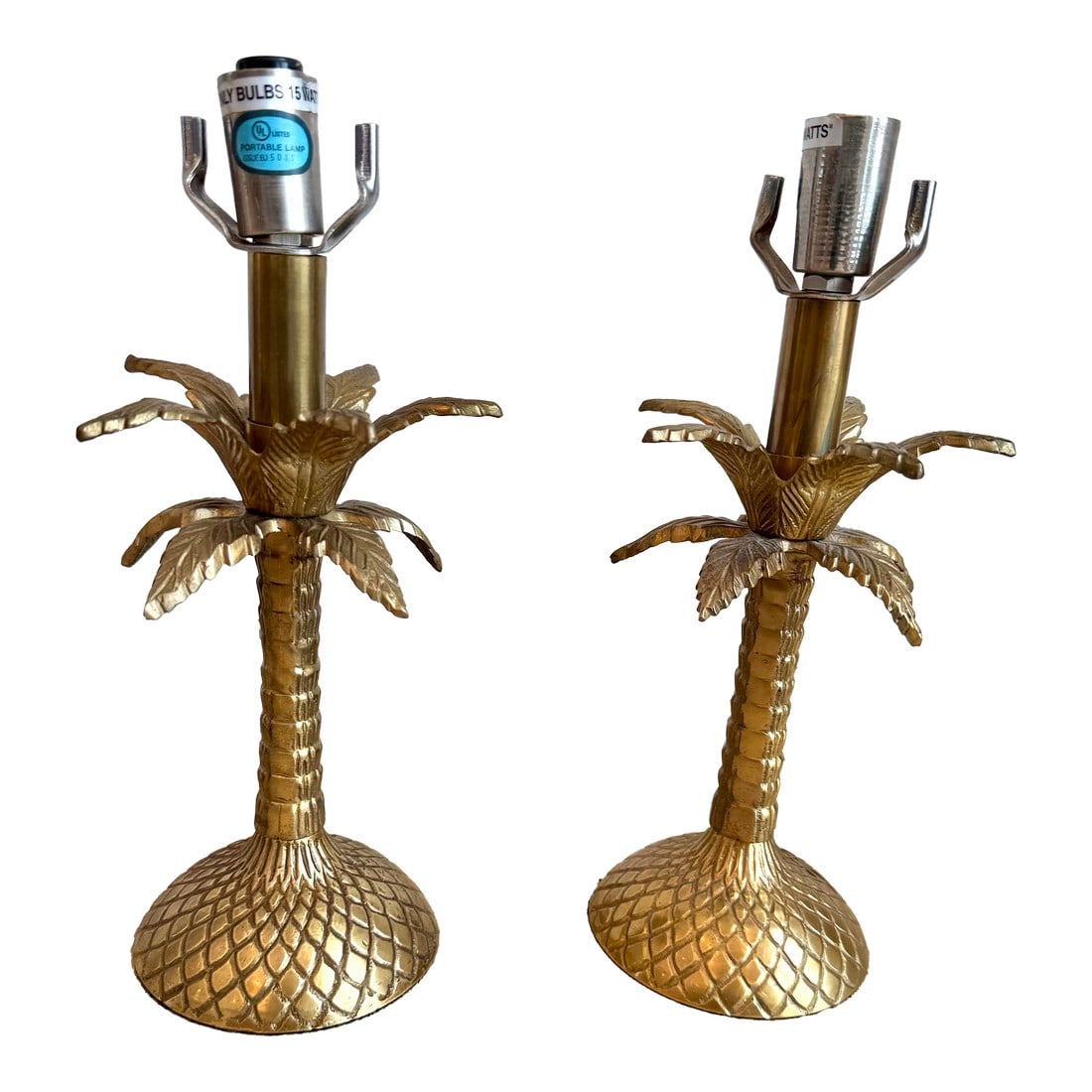 Small Heavy Cast Brass Palm Tree Table Lamps – Pair (1 of 5)