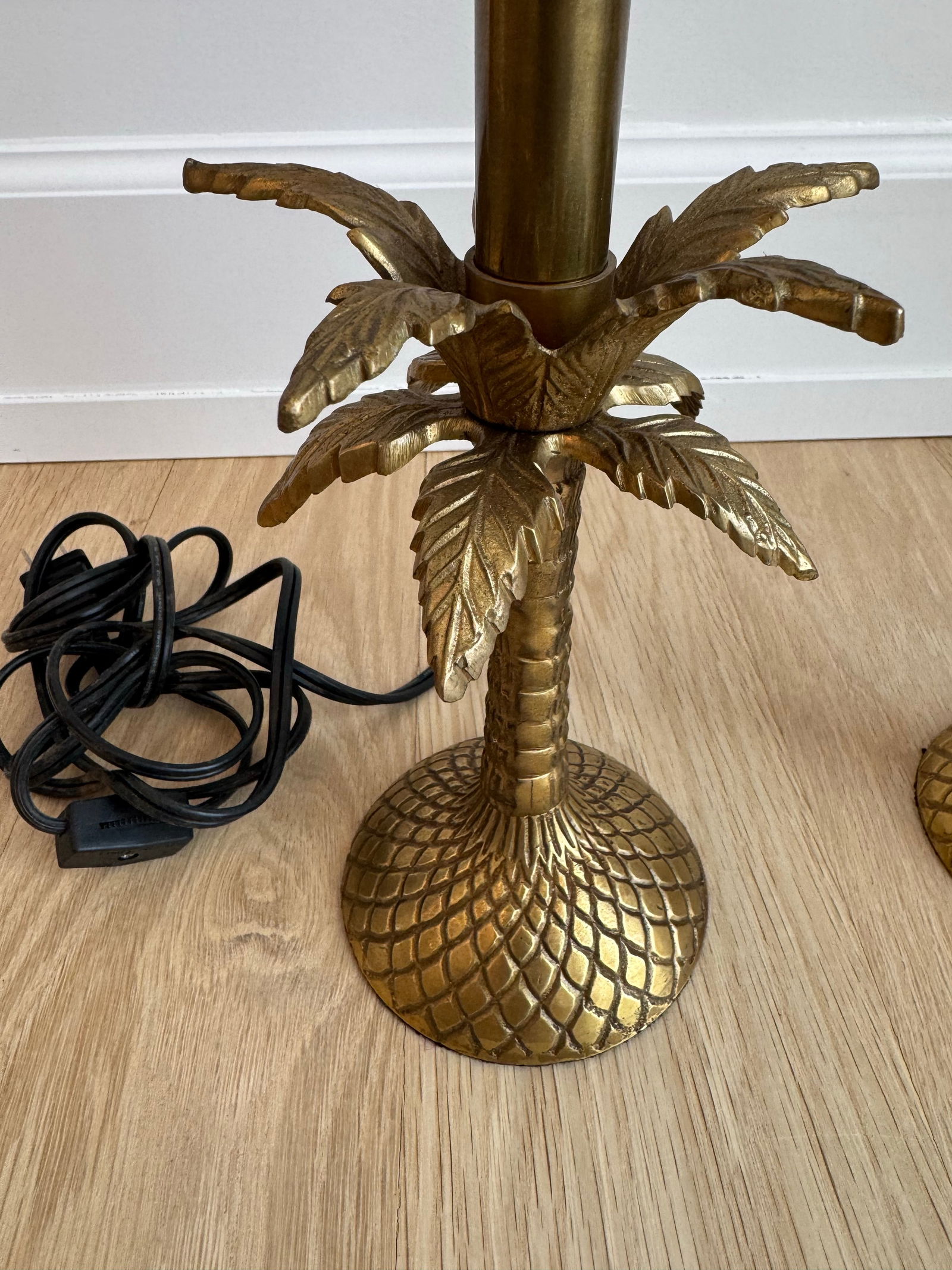 Small Heavy Cast Brass Palm Tree Table Lamps – Pair - 2