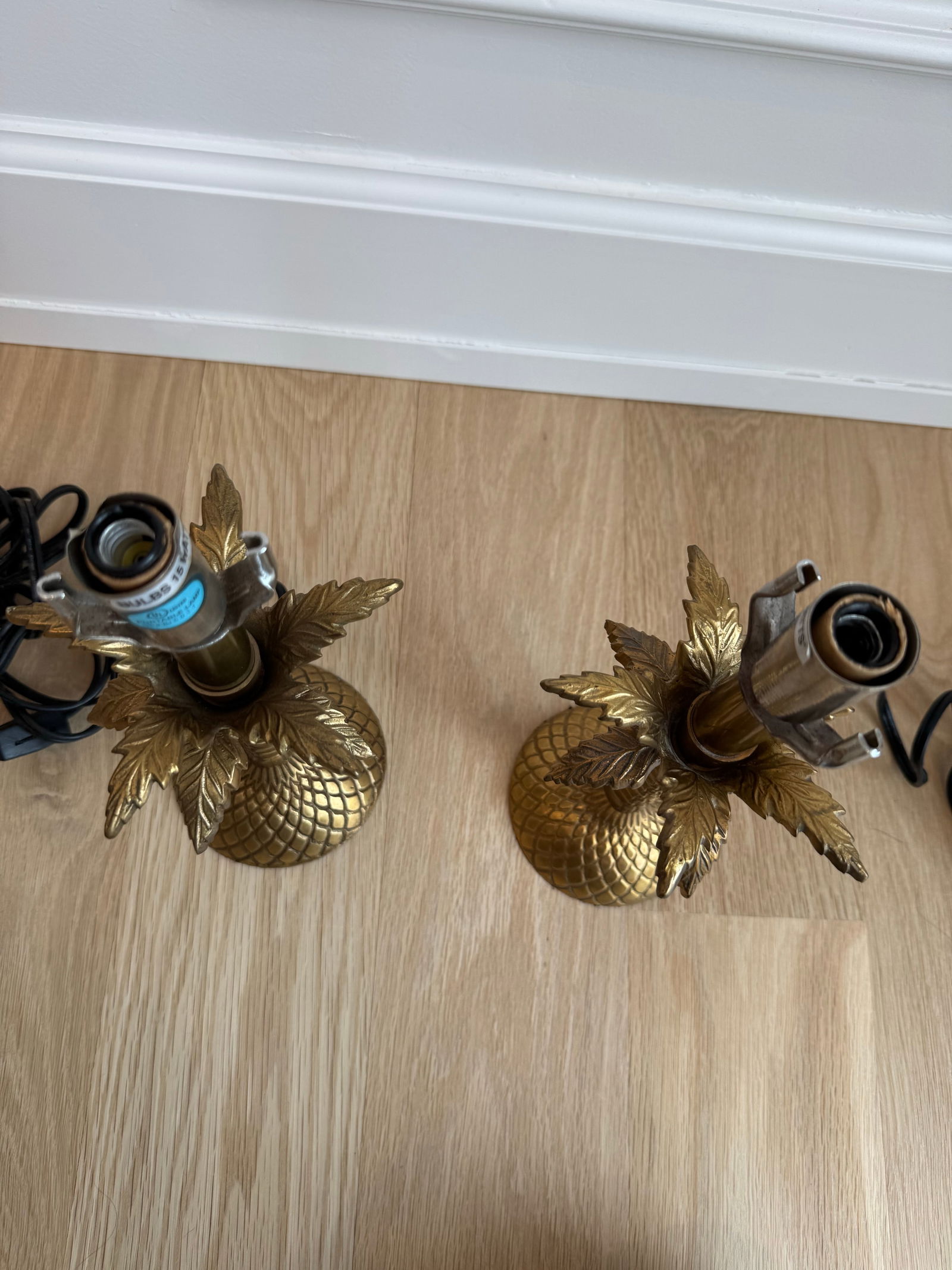 Small Heavy Cast Brass Palm Tree Table Lamps – Pair - 3