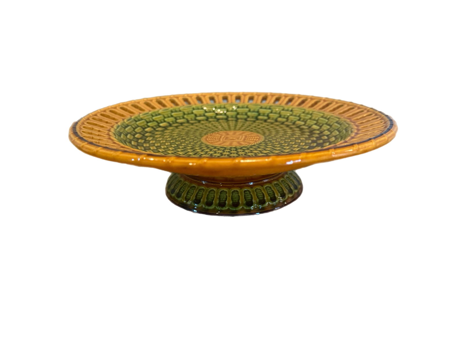 Antique 19th Century English Majolica Basketweave Dessert Service by Wittman & Roth, London - 7