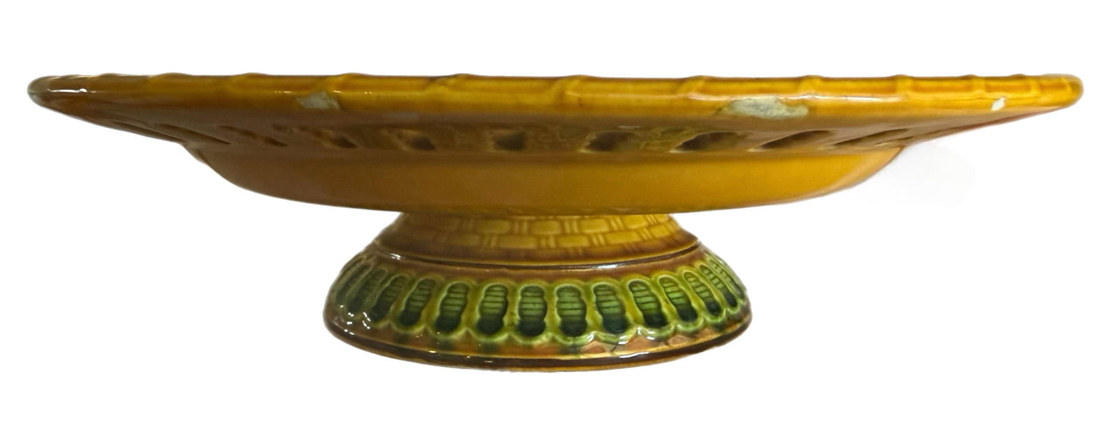 Antique 19th Century English Majolica Basketweave Dessert Service by Wittman & Roth, London - 8