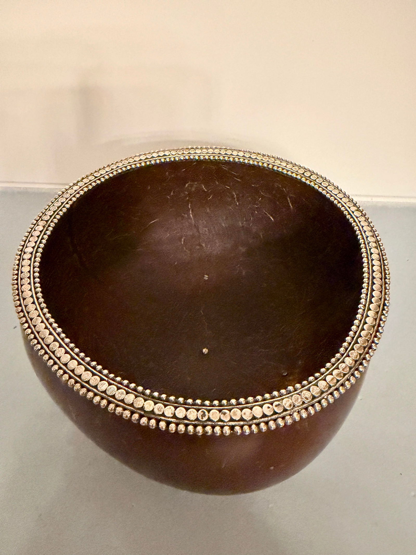 John Hardy Natural Carved Coconut Bowl With Sterling Silver Details - 12