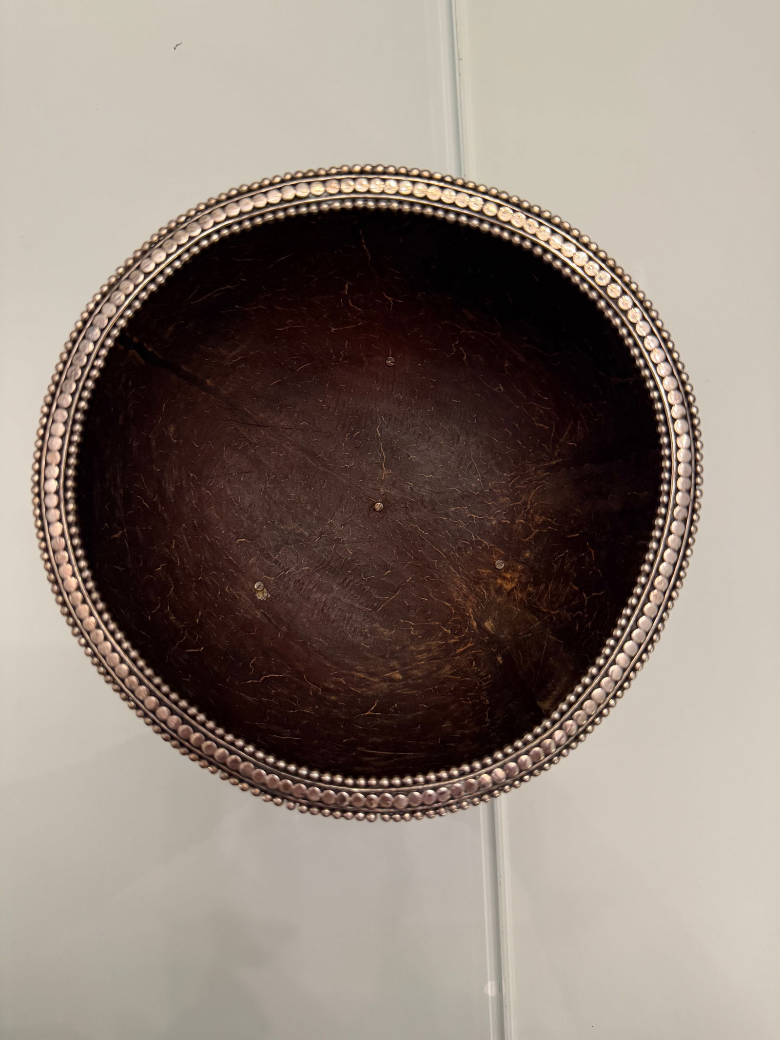 John Hardy Natural Carved Coconut Bowl With Sterling Silver Details - 2