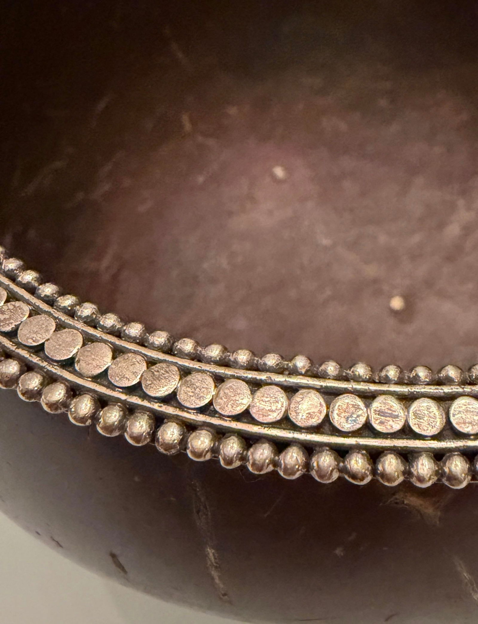 John Hardy Natural Carved Coconut Bowl With Sterling Silver Details - 6