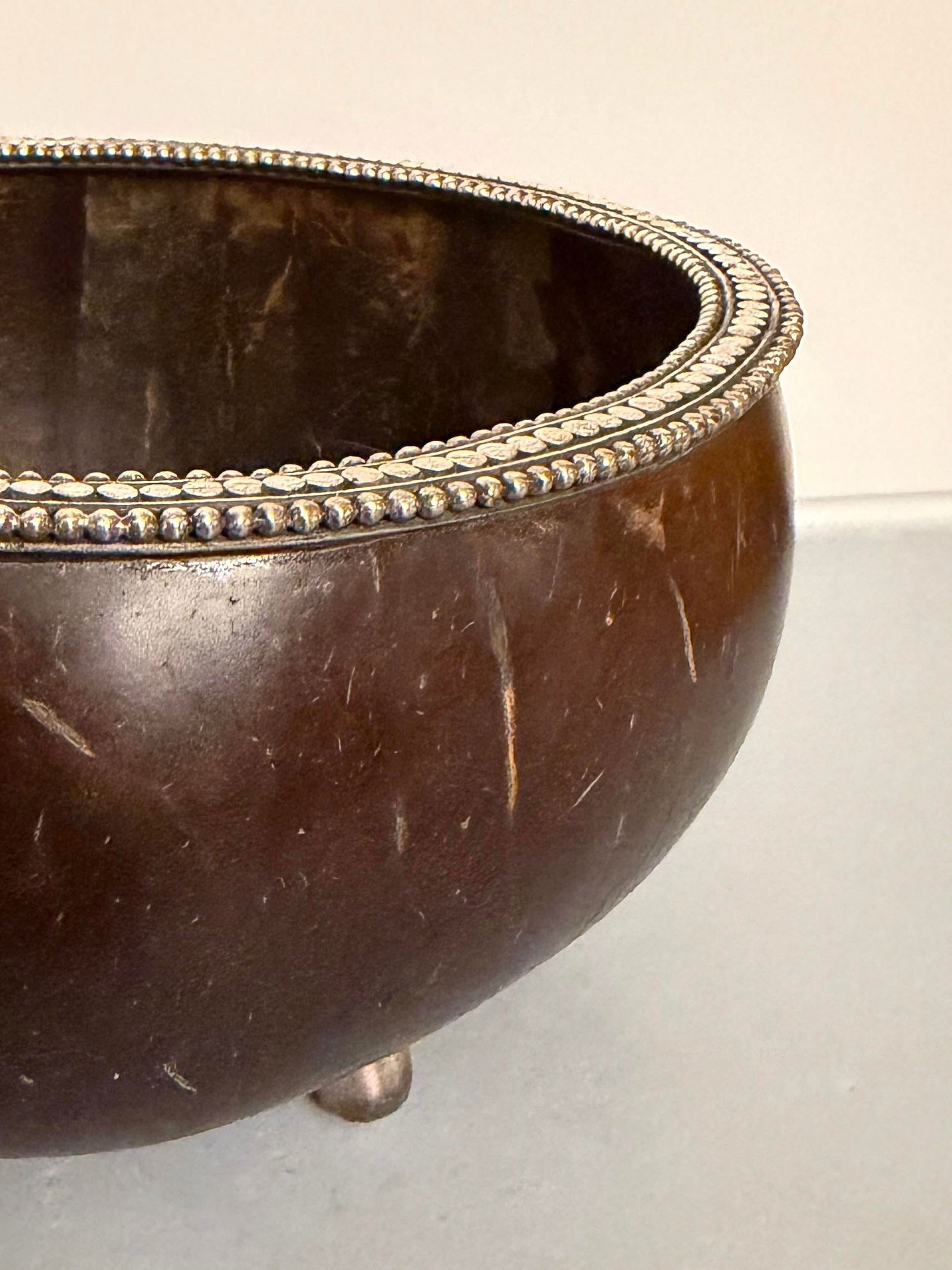 John Hardy Natural Carved Coconut Bowl With Sterling Silver Details - 9