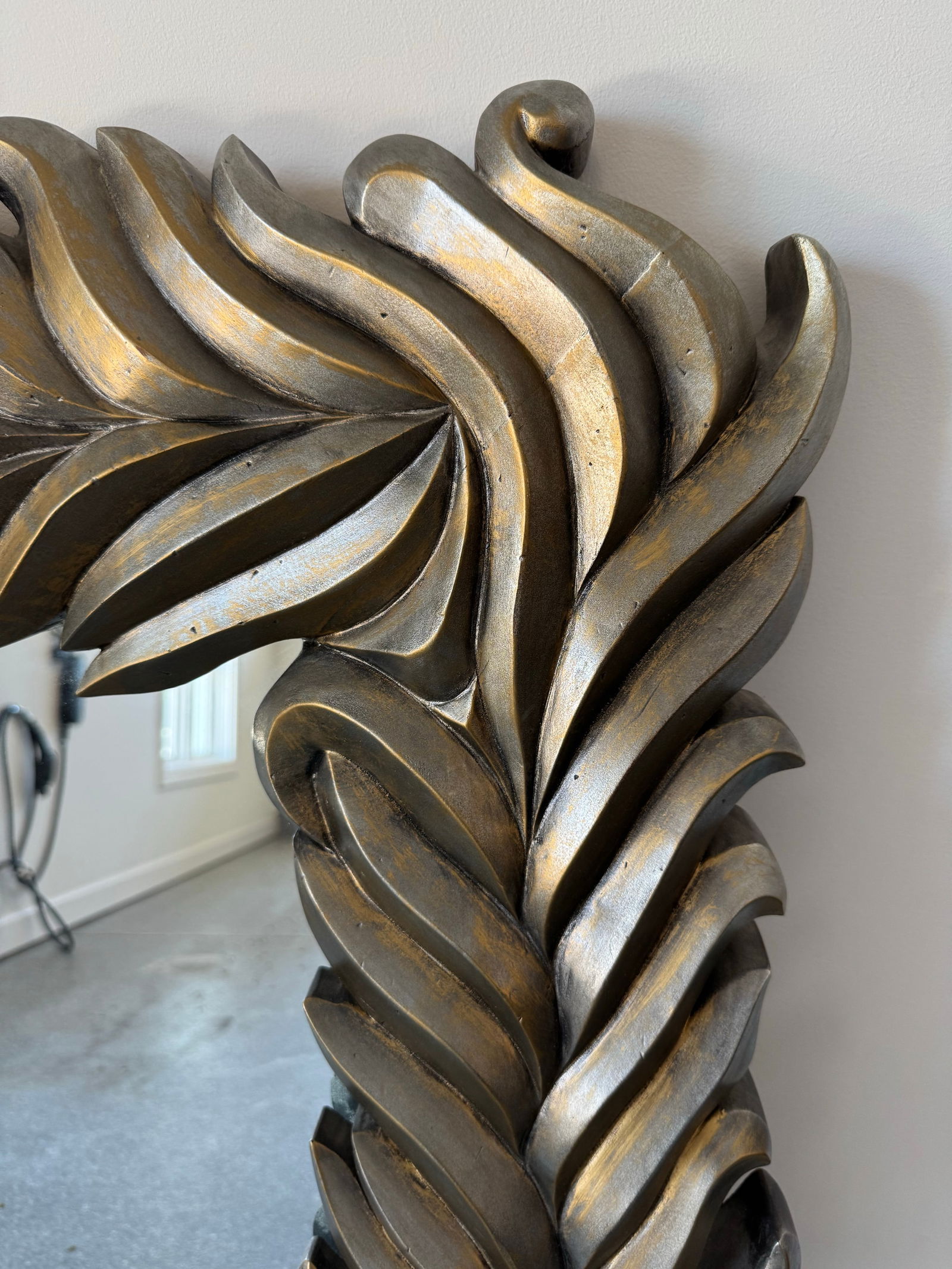 Monumental 20th Century Silvered Palm Frond Mirror - 4