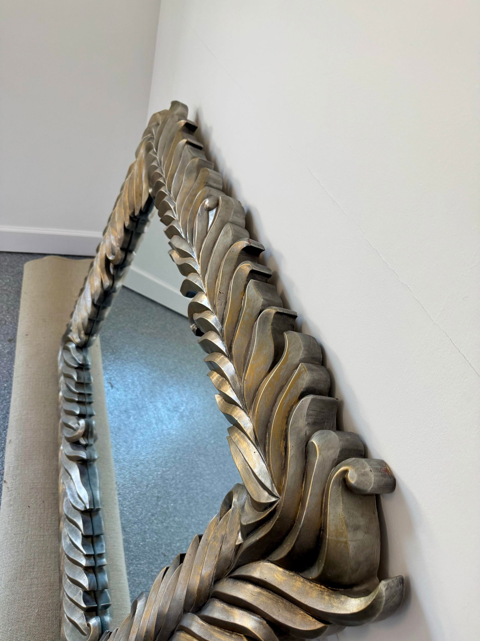 Monumental 20th Century Silvered Palm Frond Mirror - 7