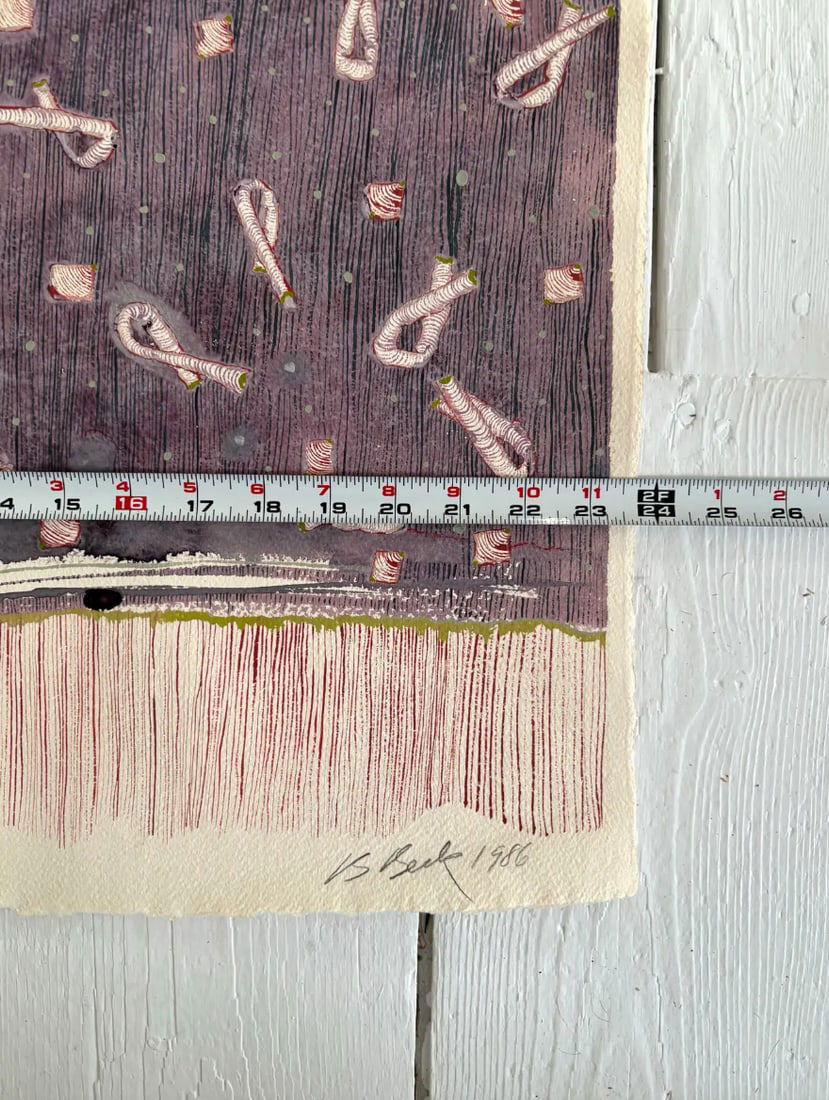 Barbara Beck 1986 Abstract Acrylic Painting on Paper - Signed/Dated/Unframed - 5