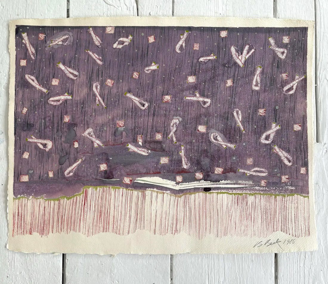 Barbara Beck 1986 Abstract Acrylic Painting on Paper - Signed/Dated/Unframed - 7