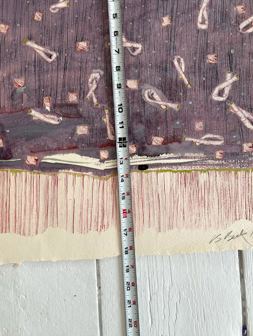 Barbara Beck 1986 Abstract Acrylic Painting on Paper - Signed/Dated/Unframed - 8