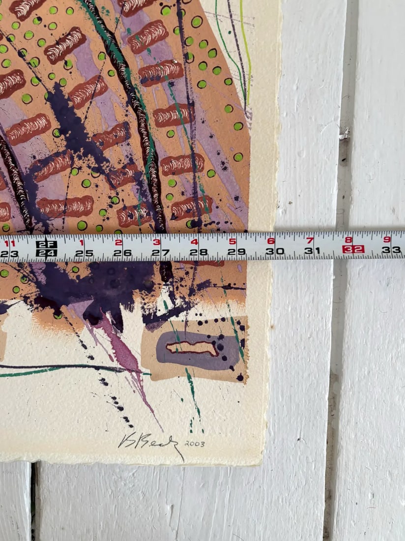 Barbara Beck 2003 Abstract Acrylic Painting on Paper - Signed/Dated/Unframed - 10