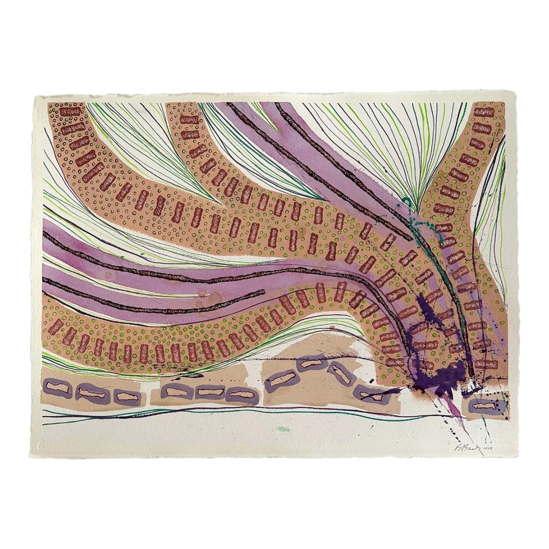 Barbara Beck 2003 Abstract Acrylic Painting on Paper - Signed/Dated/Unframed (1 of 10)