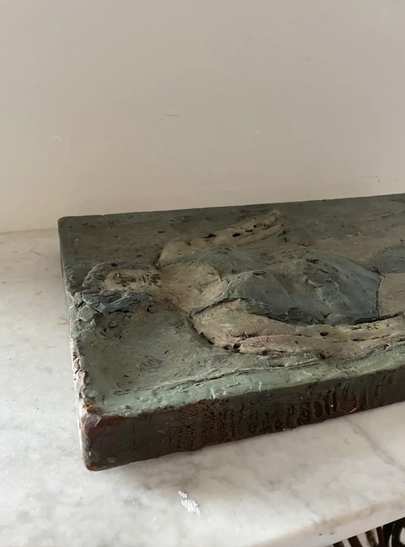 Rare 1964 James Havard Figurative Oil Painting "Jersey Girl" on Carved Wax With Gold Underlayer - Si - 2