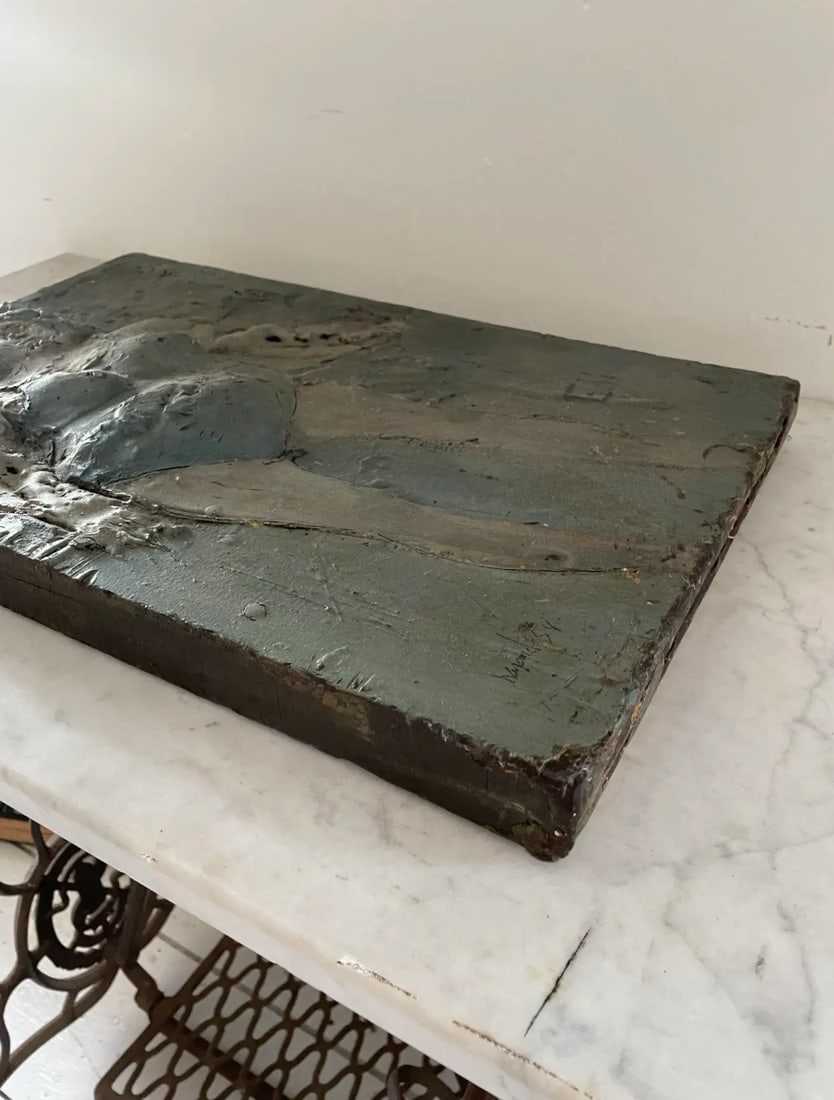 Rare 1964 James Havard Figurative Oil Painting "Jersey Girl" on Carved Wax With Gold Underlayer - Si - 3