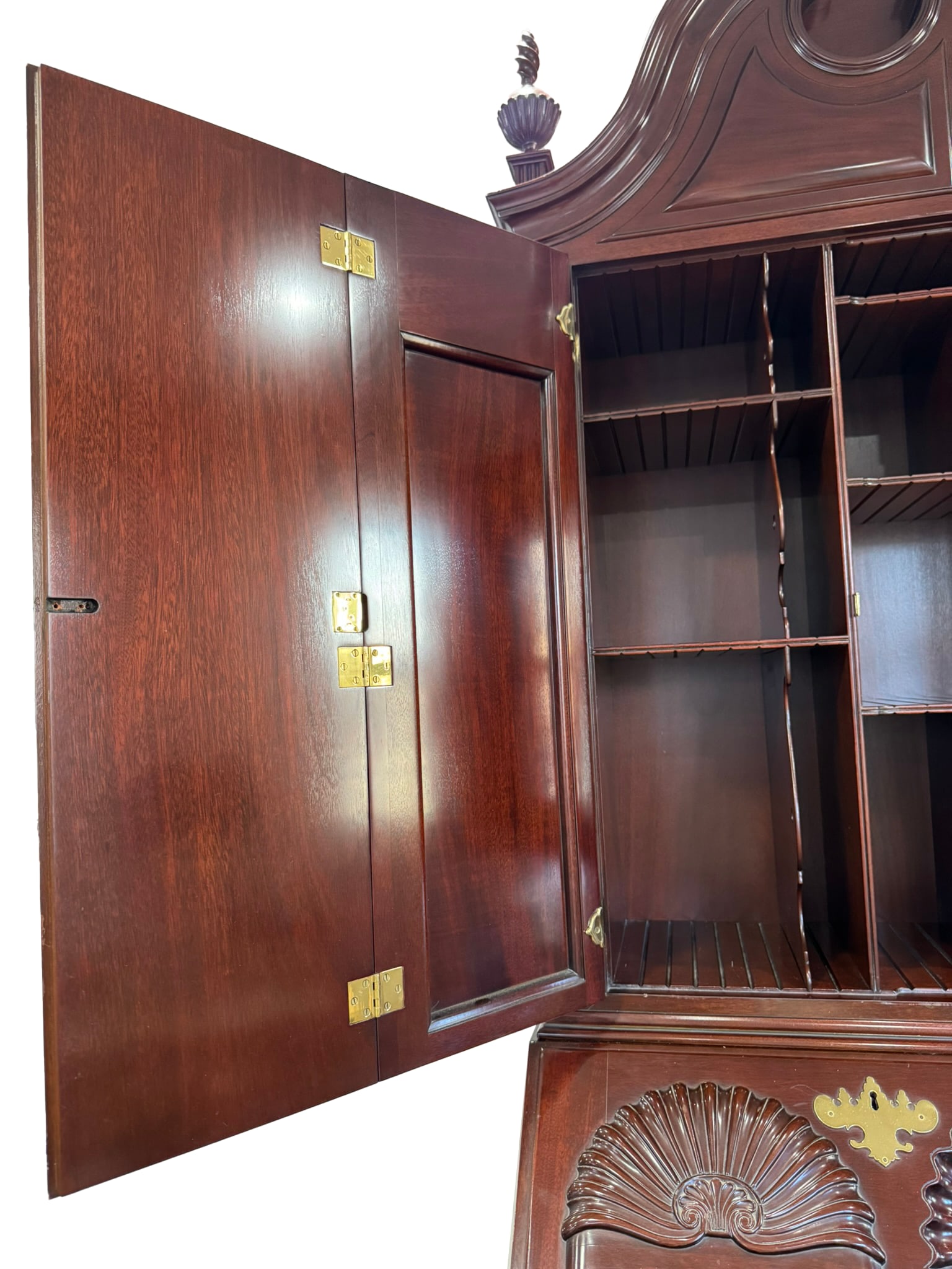 Kindel Winterthur Mahogany Secretary Desk | Colonial Chippendale Style | Solid Wood Vintage Cabinet - 15