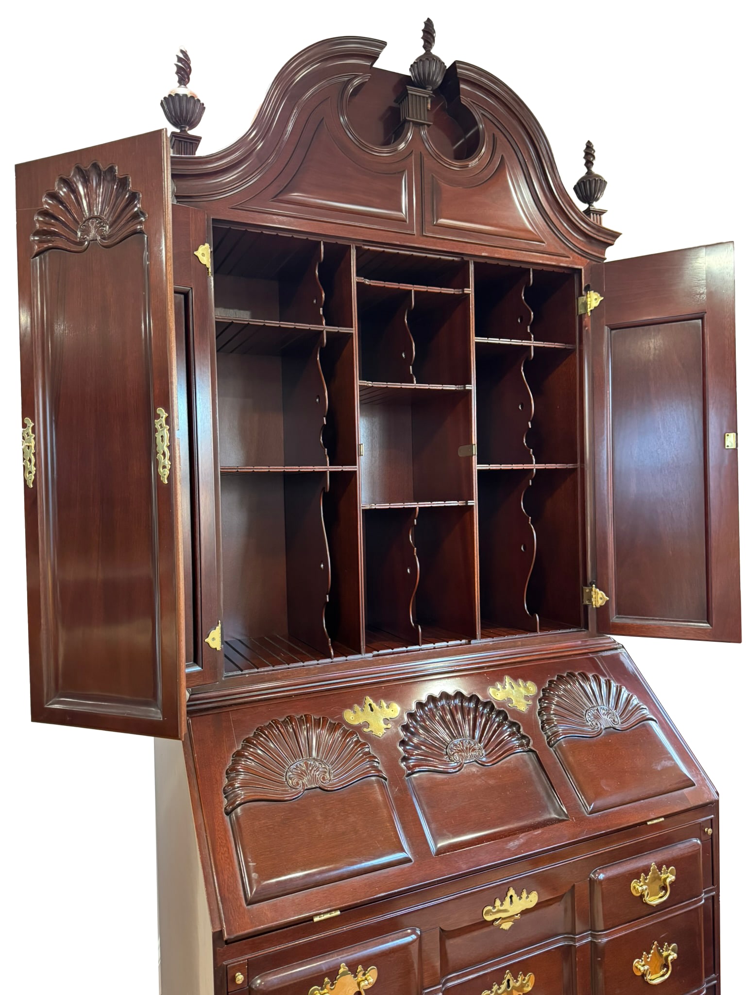 Kindel Winterthur Mahogany Secretary Desk | Colonial Chippendale Style | Solid Wood Vintage Cabinet - 6