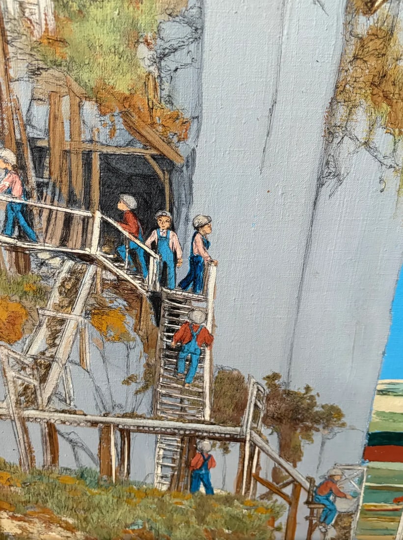 1980s Michael Palmer Acrylic Painting on Canvas Titled 'Gold Mines of the Neiblung' - Framed - 2