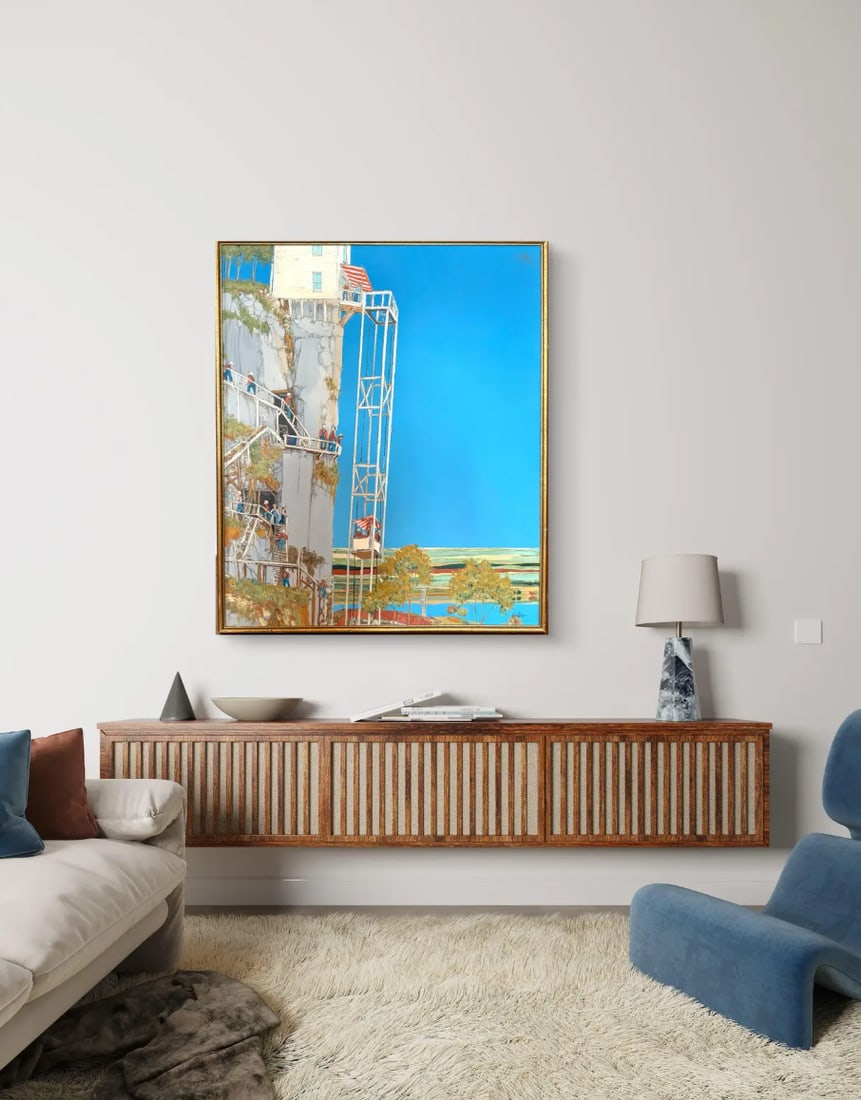 1980s Michael Palmer Acrylic Painting on Canvas Titled 'Gold Mines of the Neiblung' - Framed - 4