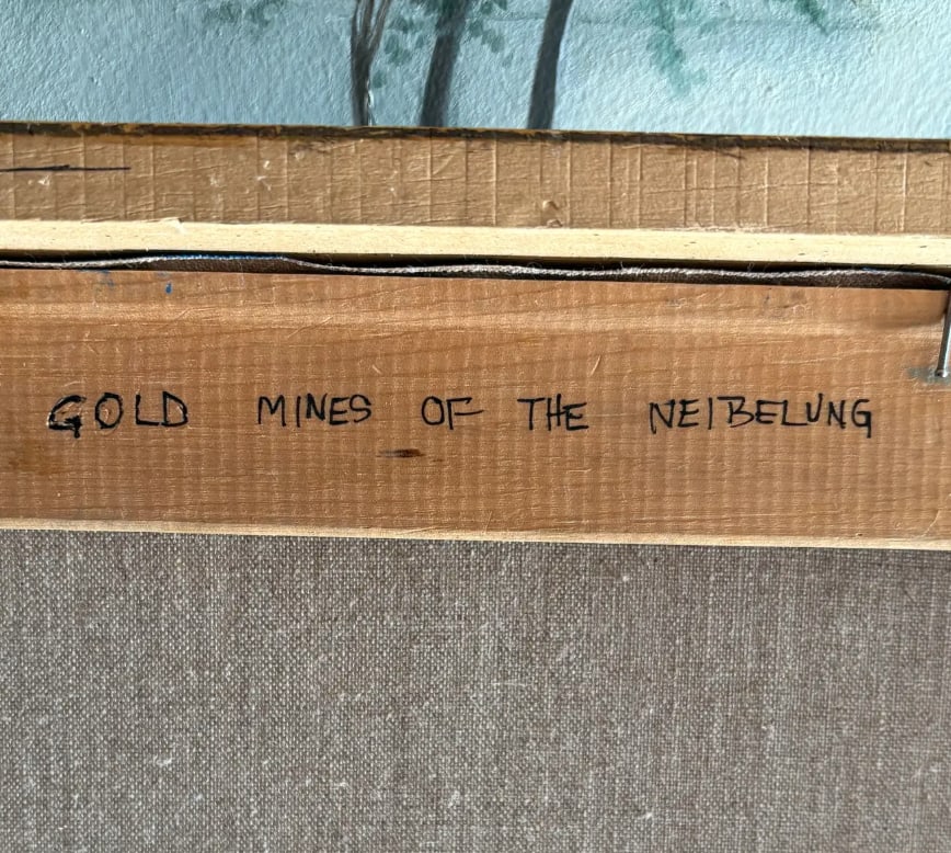 1980s Michael Palmer Acrylic Painting on Canvas Titled 'Gold Mines of the Neiblung' - Framed - 7