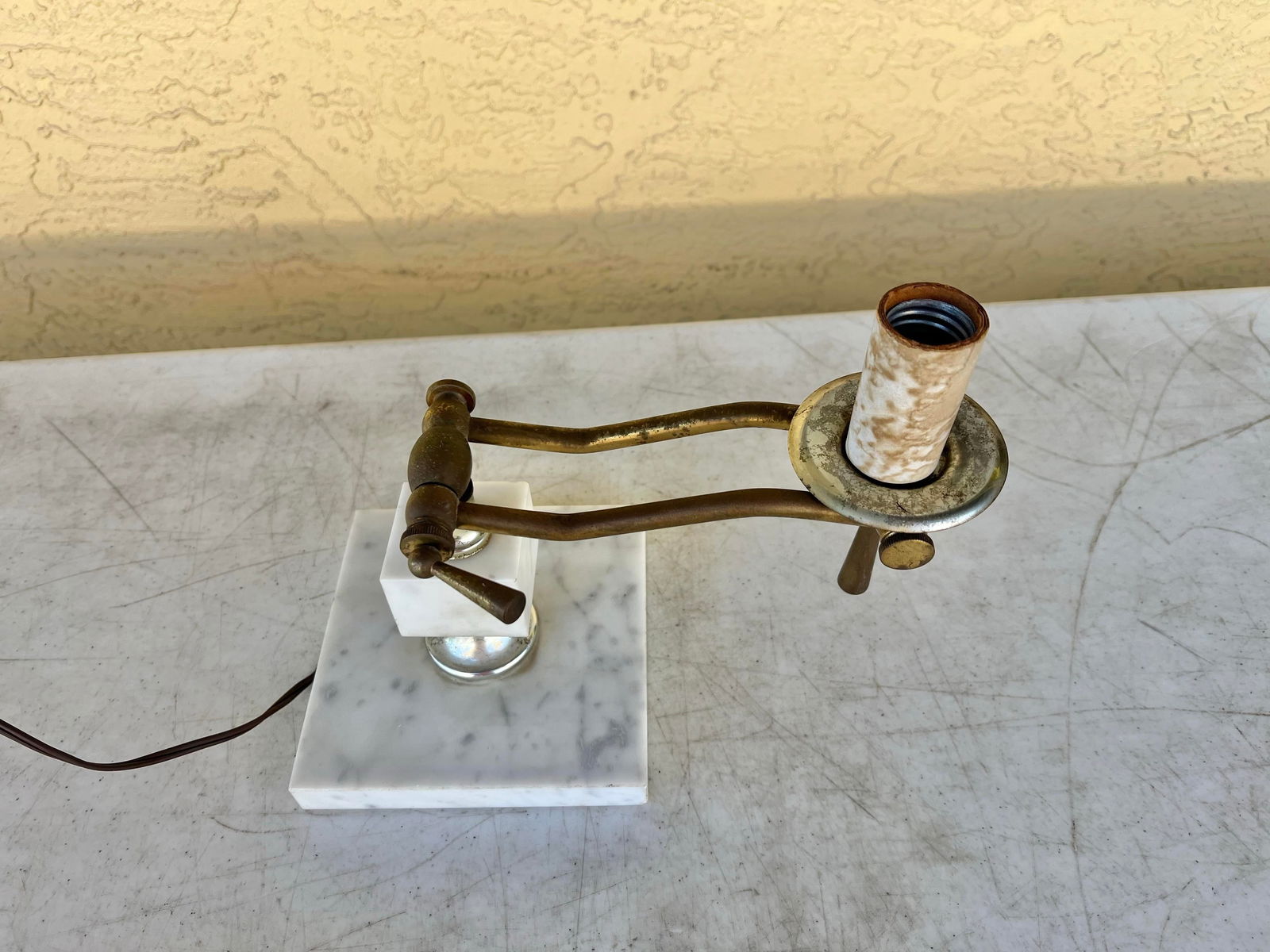 Mid Century Marble & Brass Adjustable Lamp - 10
