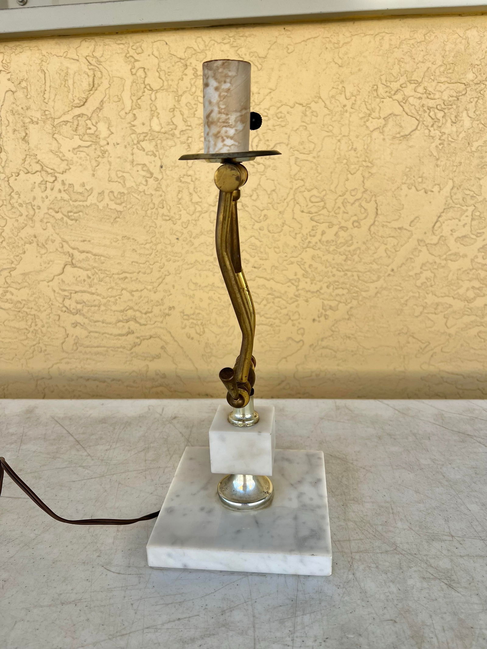 Mid Century Marble & Brass Adjustable Lamp - 11