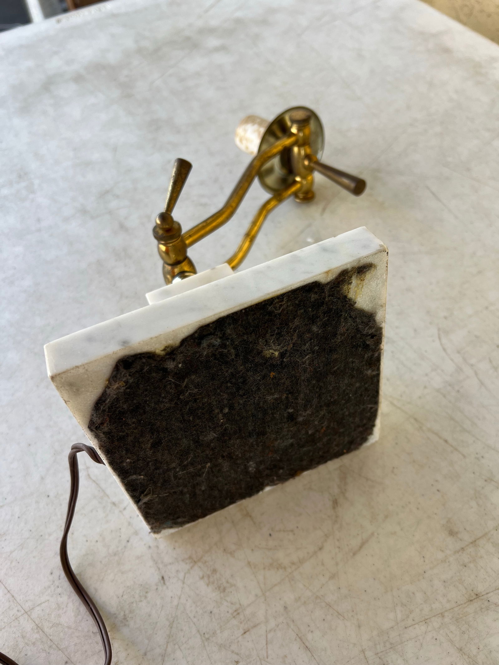 Mid Century Marble & Brass Adjustable Lamp - 13