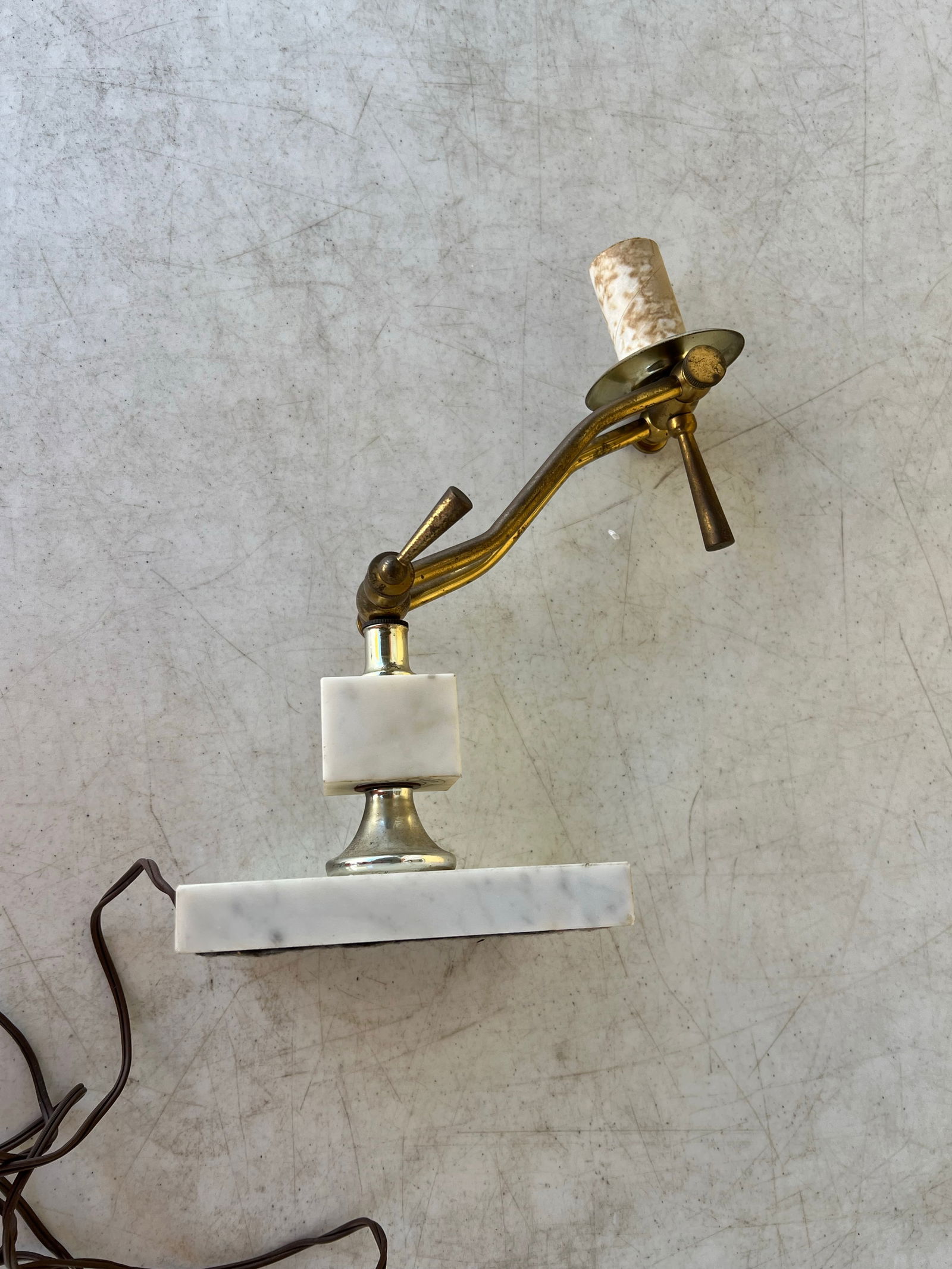 Mid Century Marble & Brass Adjustable Lamp - 3