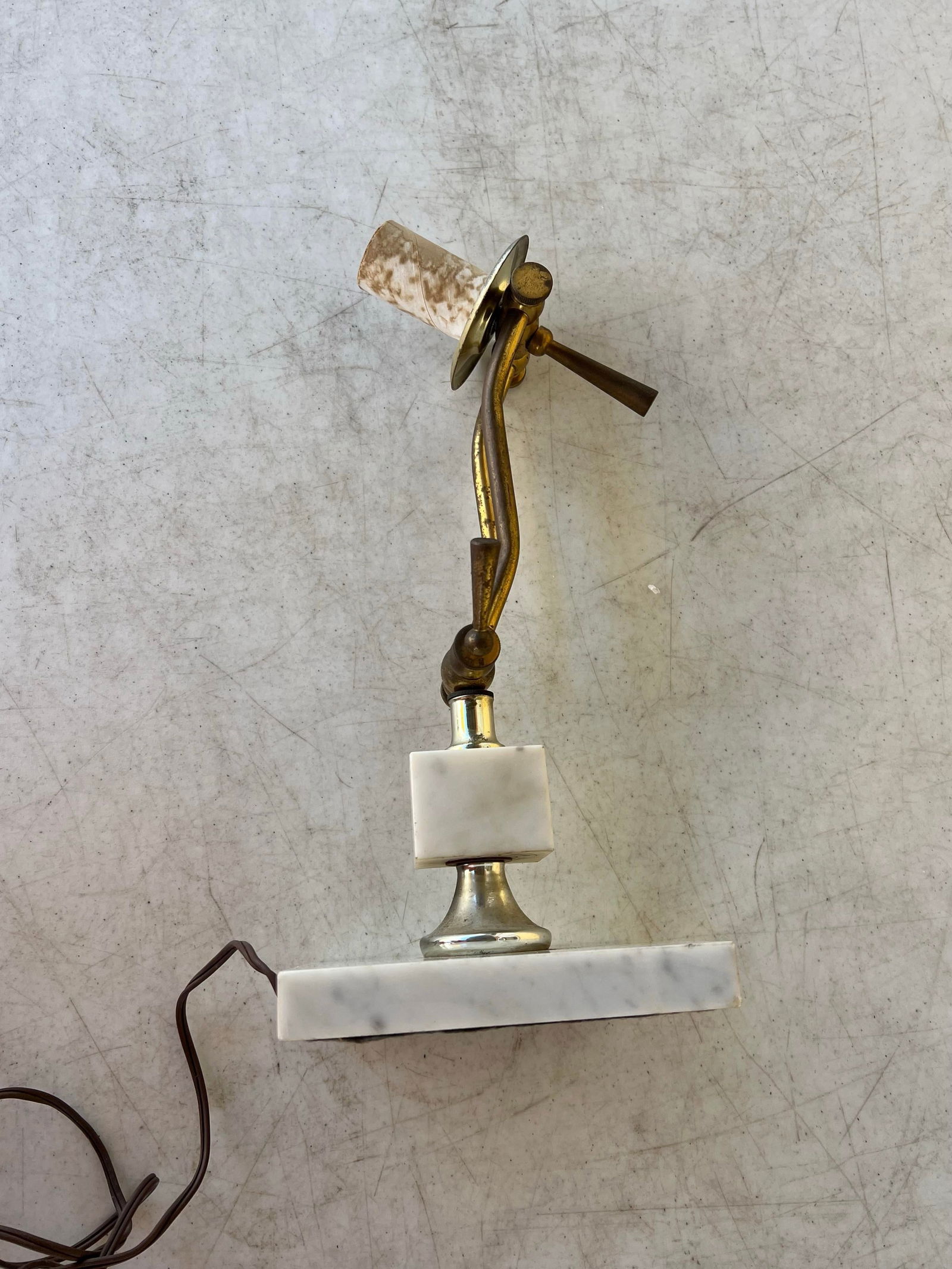 Mid Century Marble & Brass Adjustable Lamp - 5