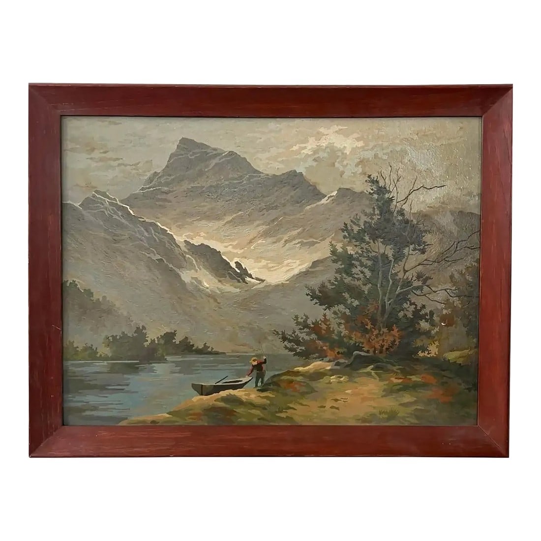Mid 20th Century Acrylic Landscape Painting on Board With Original Wood Frame (1 of 5)