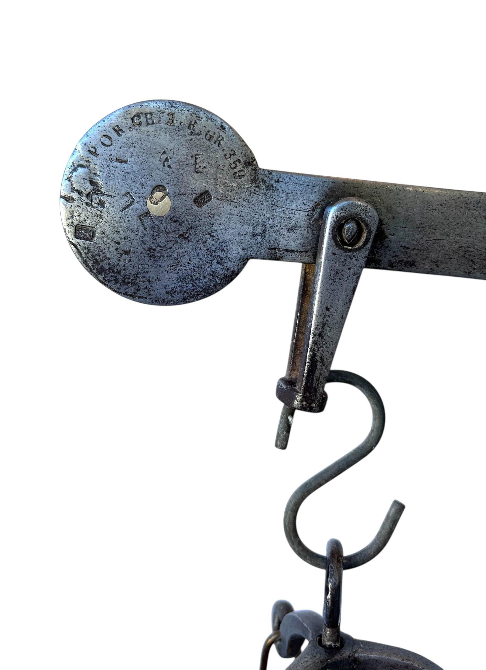 Late 19th Century, Italian, Art Nouveau Style, Antique Brass, Steel and Marble Baker's Scale - 7