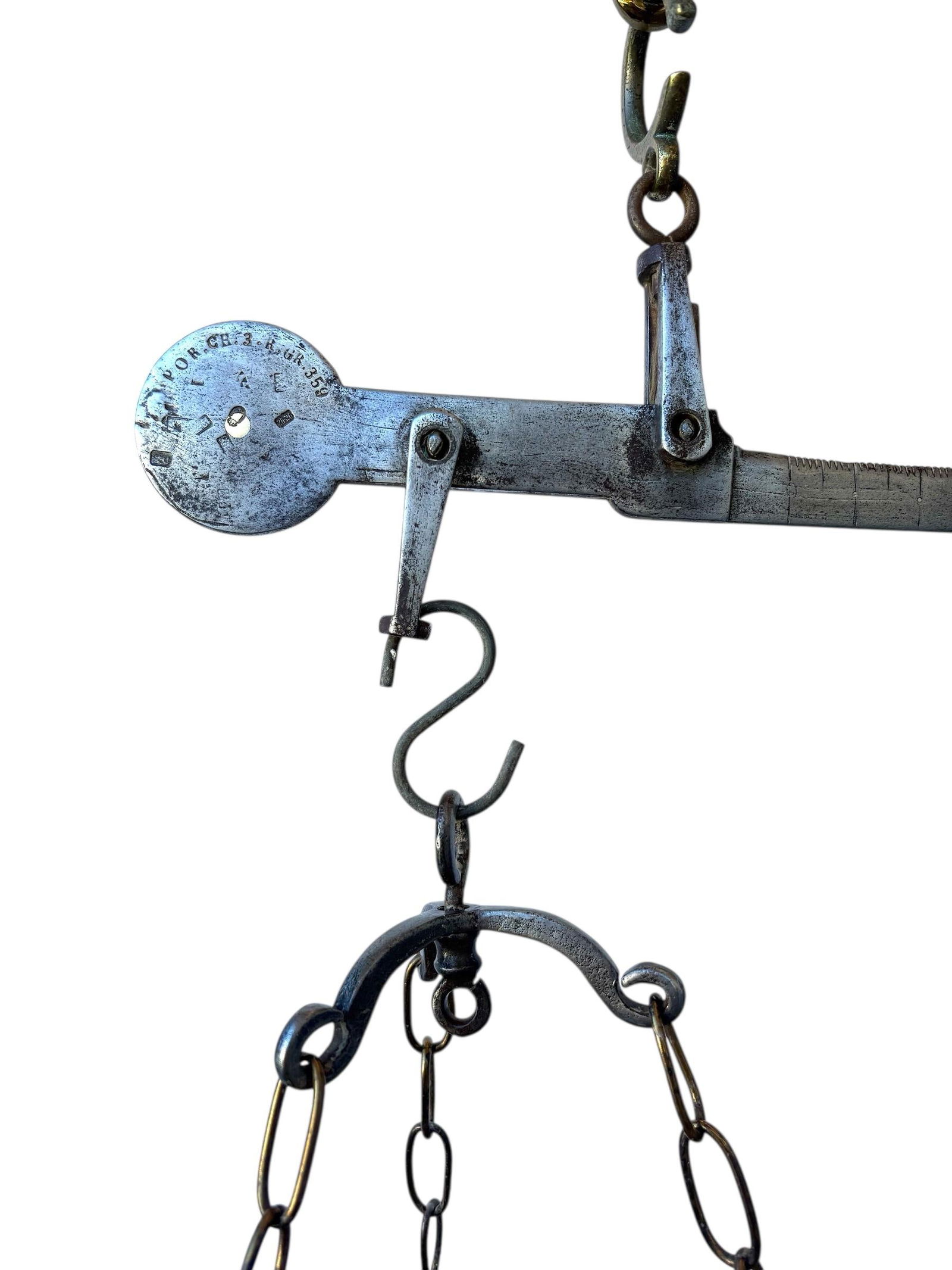 Late 19th Century, Italian, Art Nouveau Style, Antique Brass, Steel and Marble Baker's Scale - 8