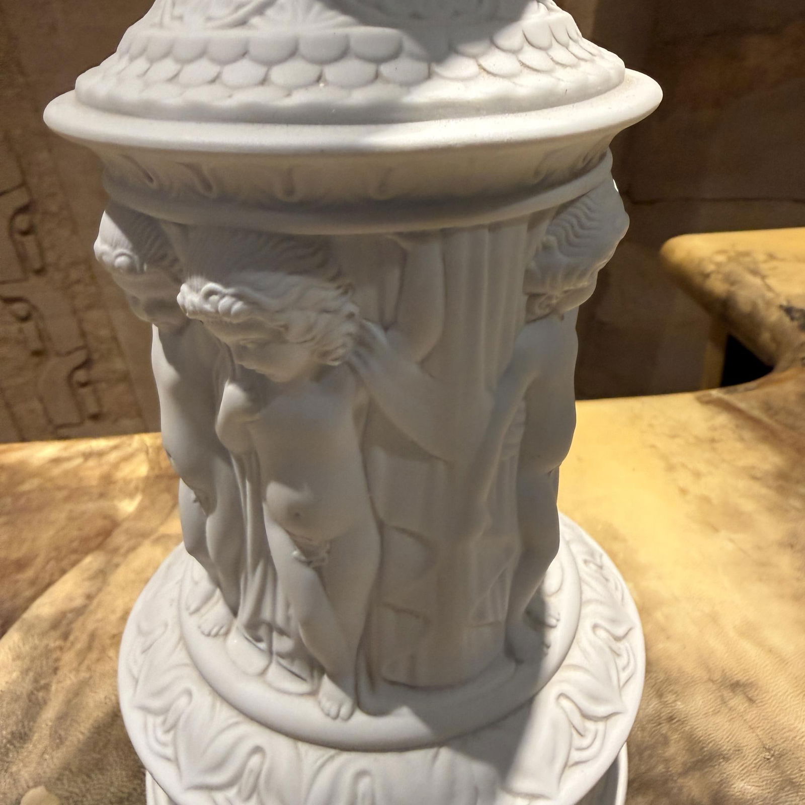 Pair of Dresden Bisque Porcelain Cherub Table Lamps Neoclassical Germany - 12