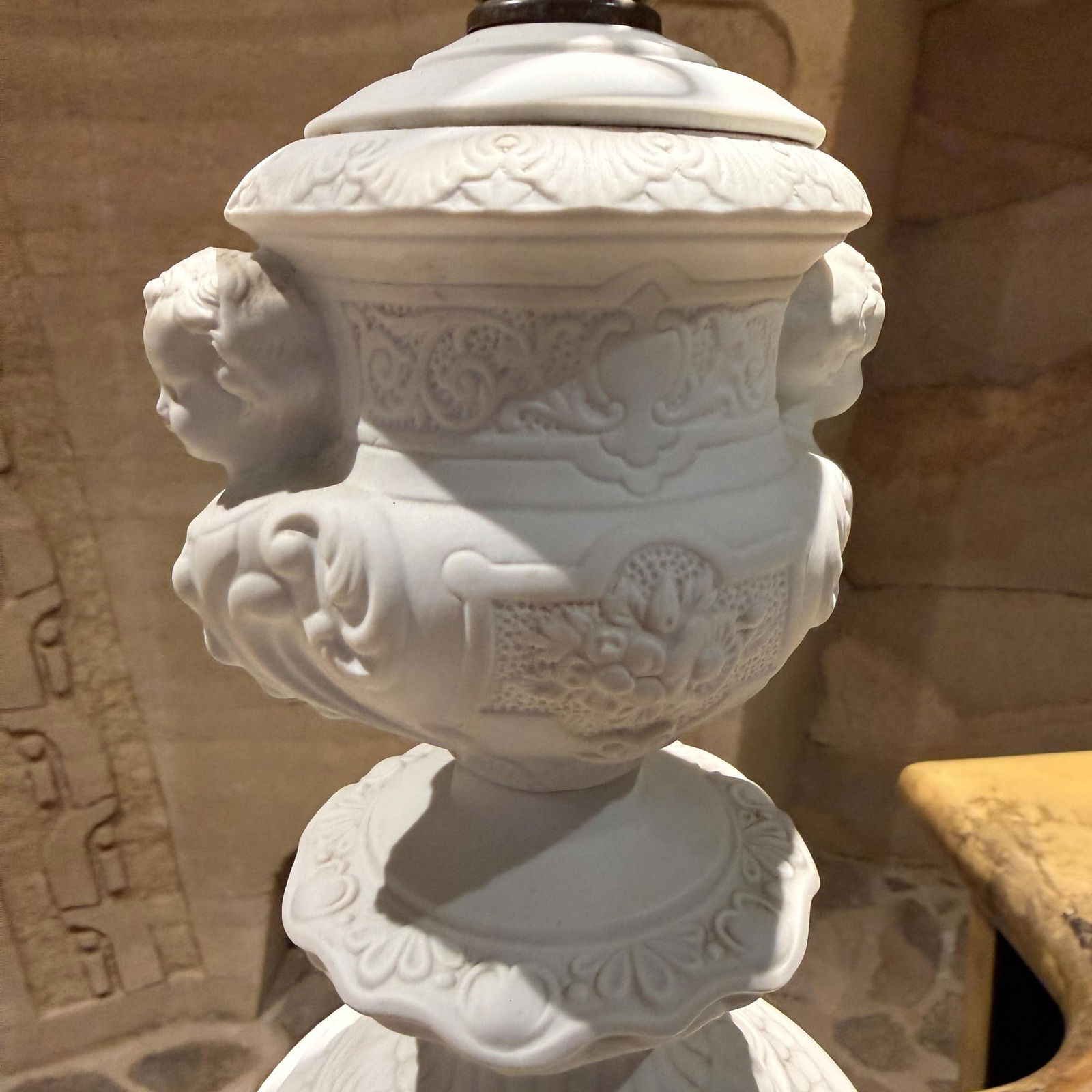 Pair of Dresden Bisque Porcelain Cherub Table Lamps Neoclassical Germany - 3