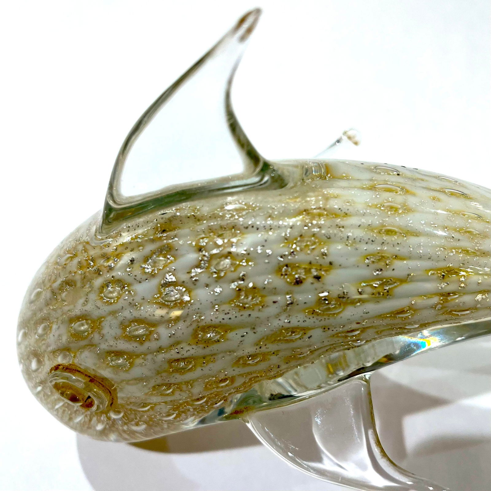 1960's Murano Attributed Gold Bullicante Blown Glass Dolphin - 3