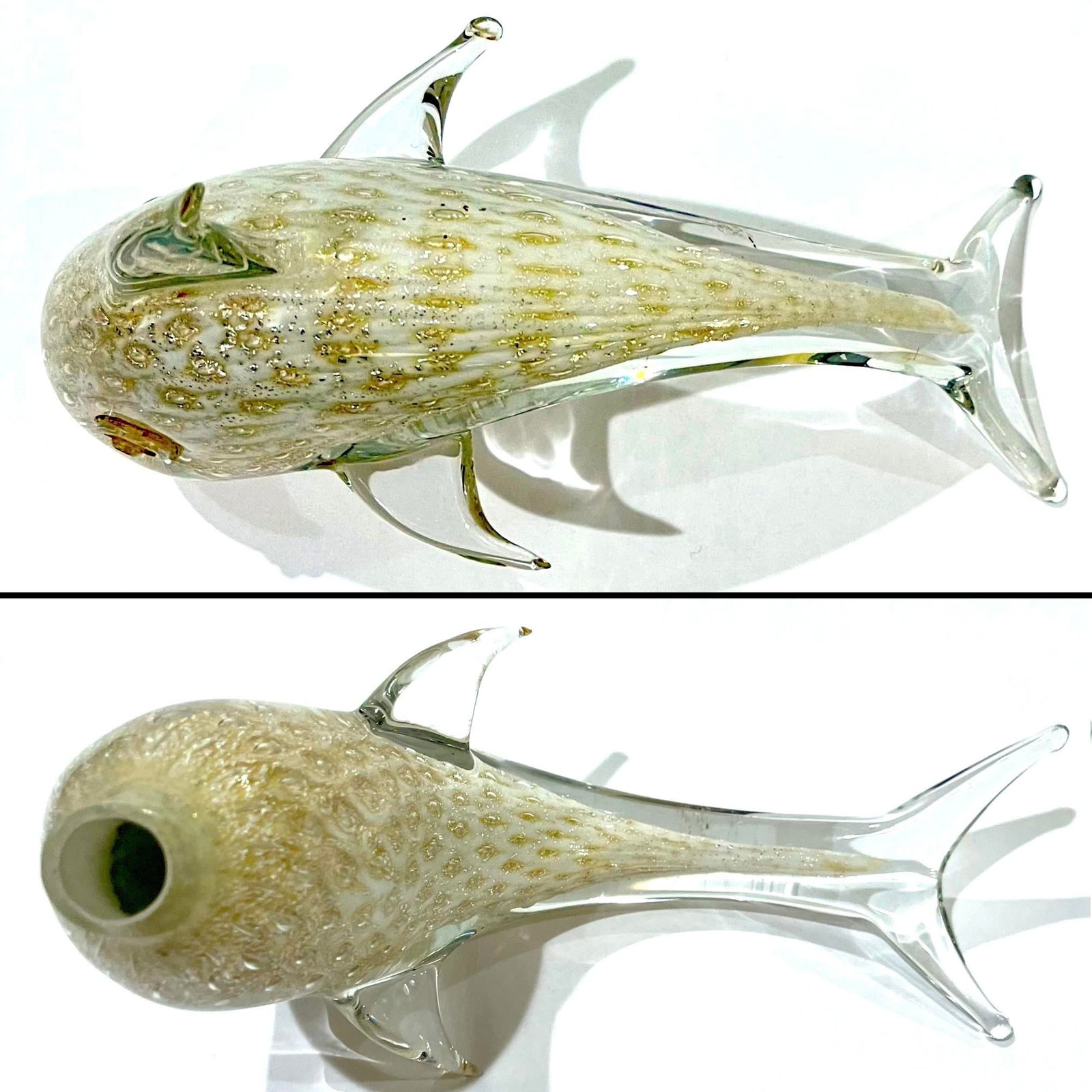 1960's Murano Attributed Gold Bullicante Blown Glass Dolphin - 8