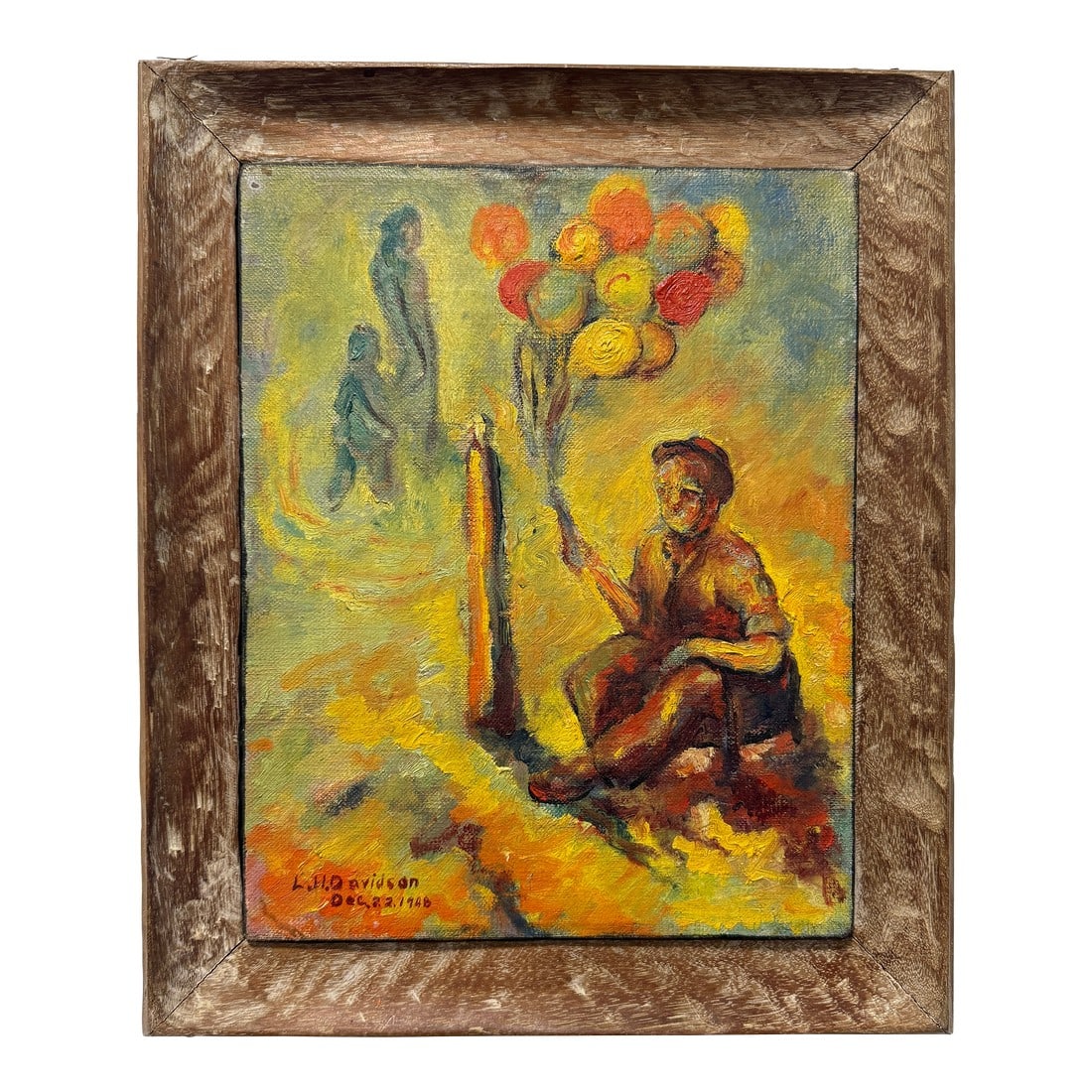 L. H. Davidson "Buffoon" Clown Oil on Canvas Circa 1948 (1 of 8)