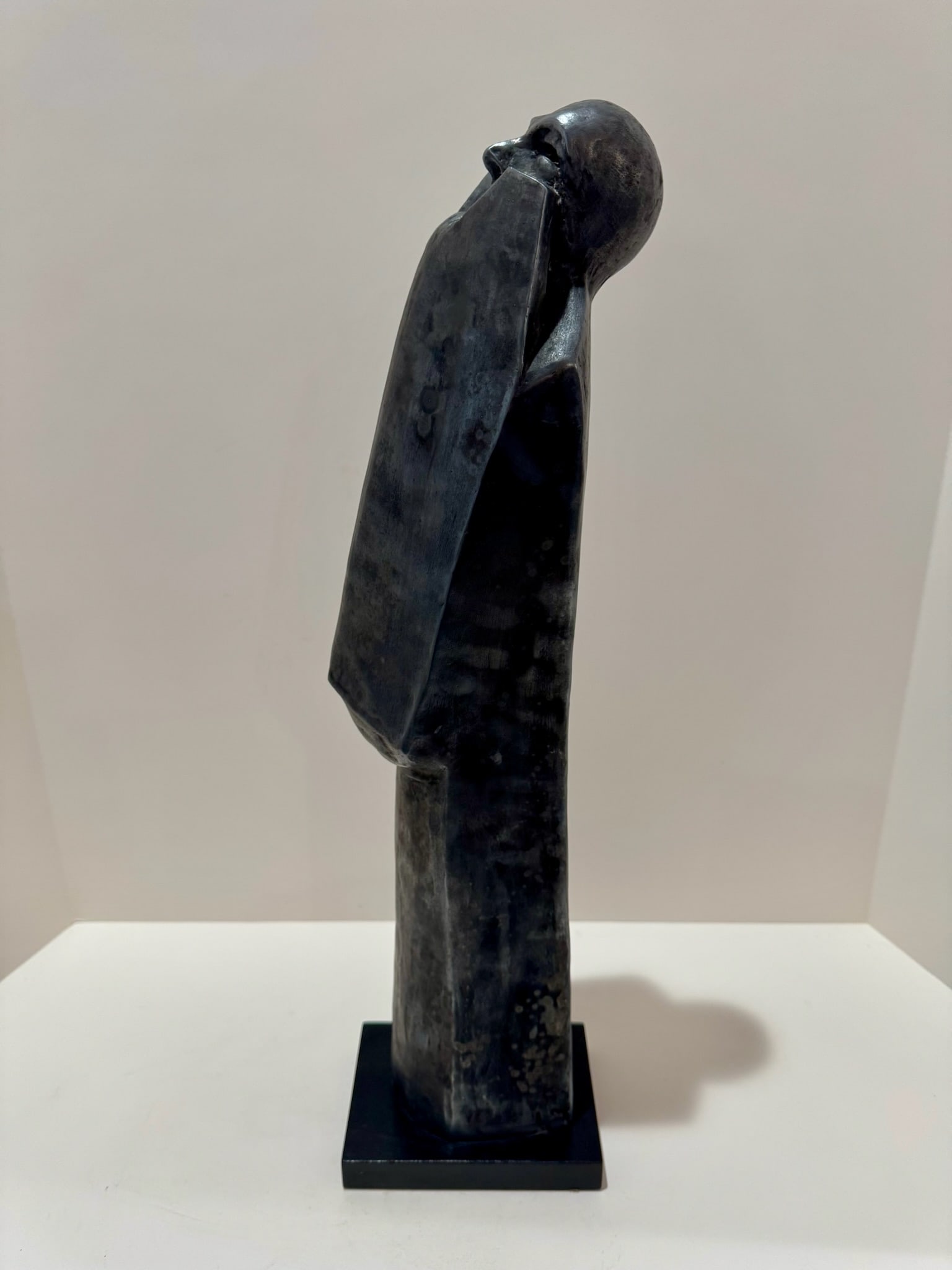Mid 20th Century Larry Mohr Signed Bronze Figurative Sculpture Tall Abstract Modernist Form on Base - 3