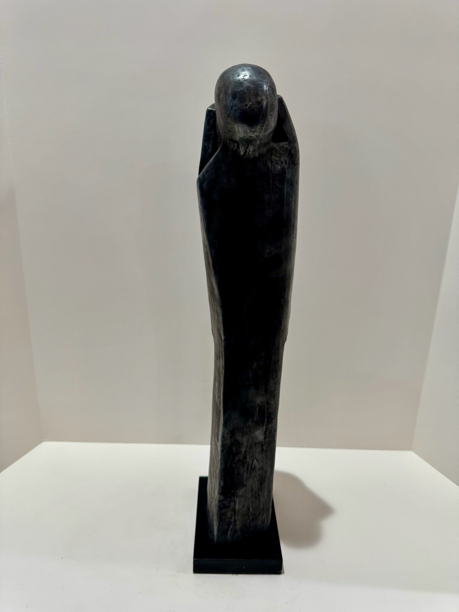 Mid 20th Century Larry Mohr Signed Bronze Figurative Sculpture Tall Abstract Modernist Form on Base - 4