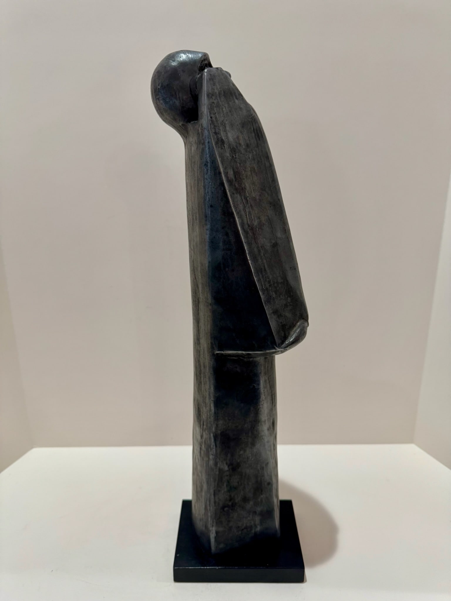 Mid 20th Century Larry Mohr Signed Bronze Figurative Sculpture Tall Abstract Modernist Form on Base - 5