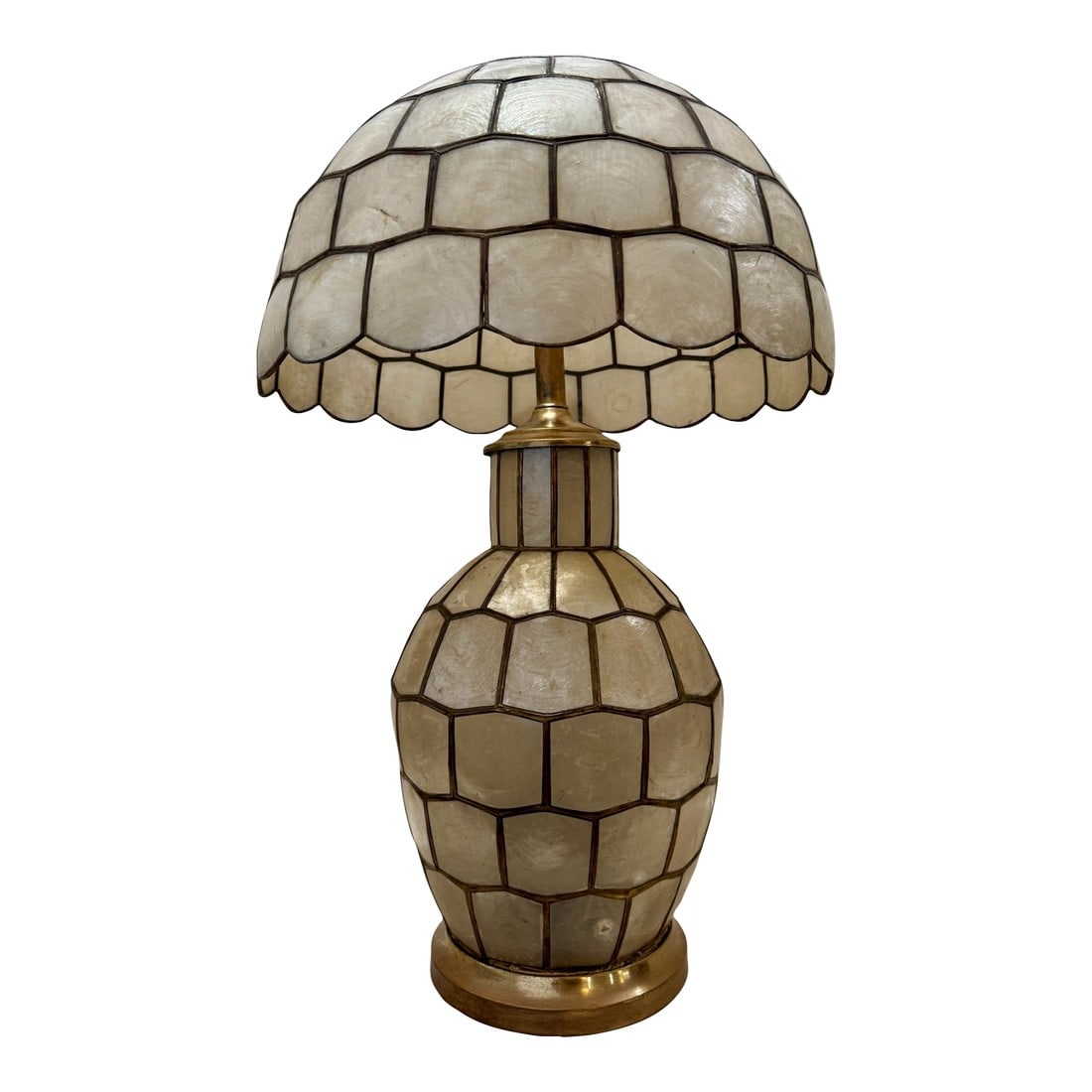 Vintage Capiz Shell Table Lamp Double Tier Mother of Pearl Shade (1 of 10)