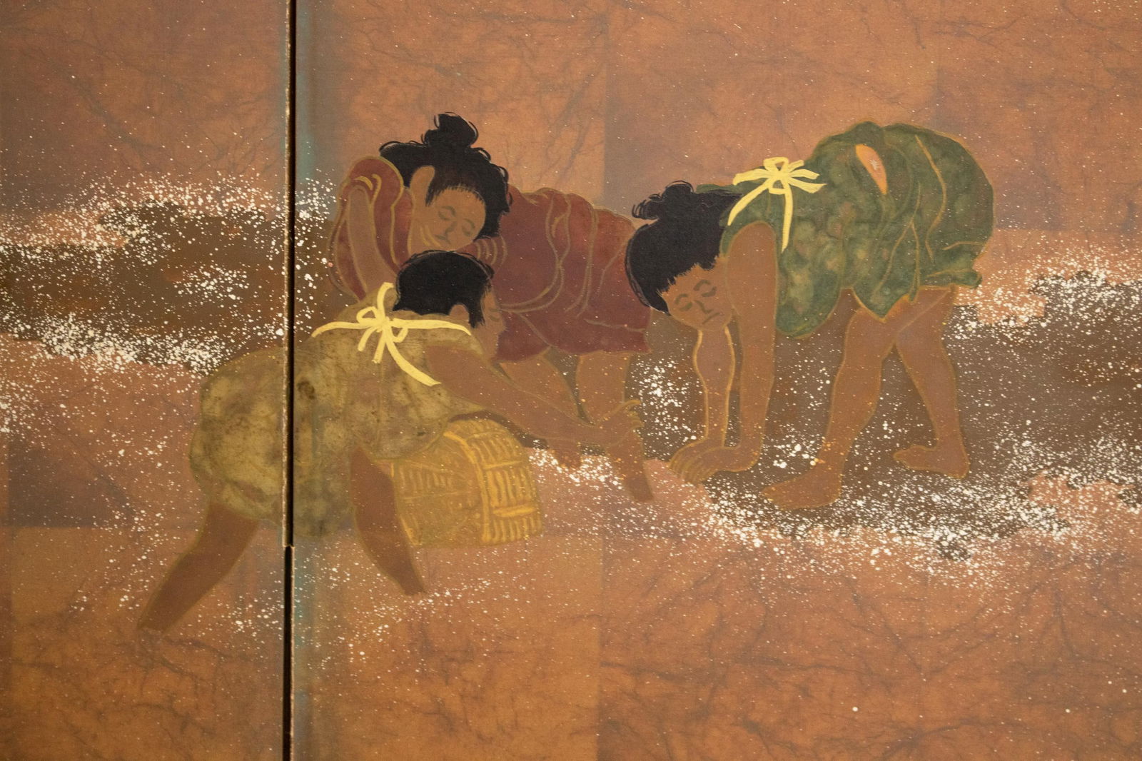 After Hokusai "View of Gathering Shellfish at Low Tie", ShÅwa Era Japanese Byobu Screen - 7