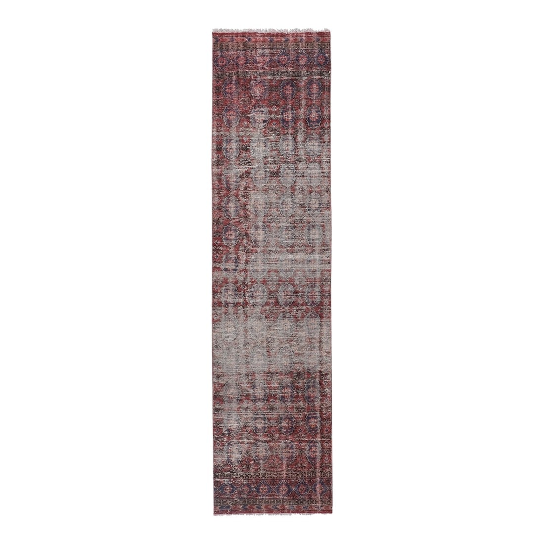 Turkish Distressed Runner Rug 2'6'' X 10'7'': 1960s Geometric Caucasian Rug 2'6'' X 10'7'' 32" x 129" /80 X 327 Cm Hand with high quality pure wool Excellent condition From TURKEY Works well with all styles of home decor-adds" Condition:
