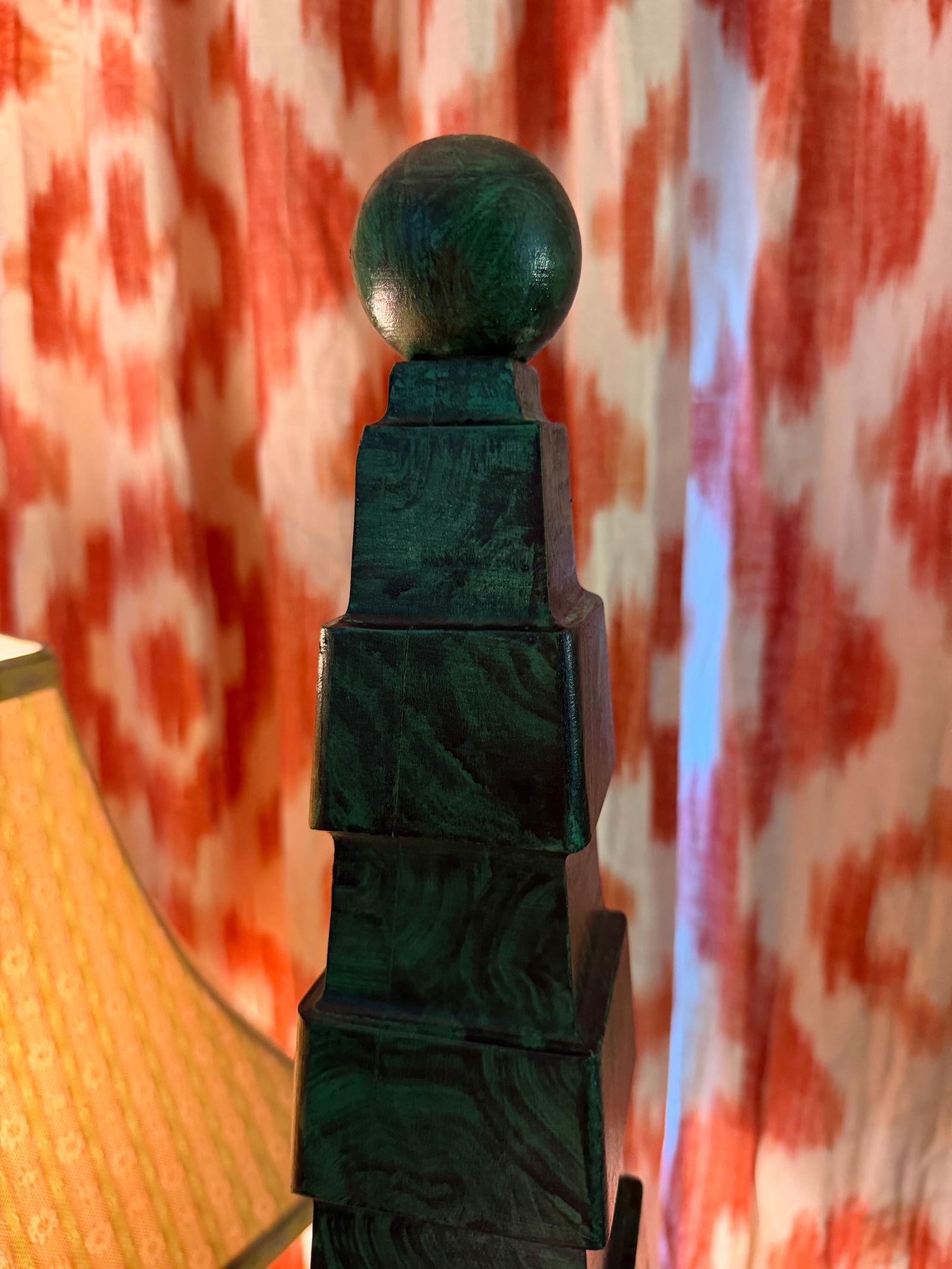Obelisks Pair With Orb Finial Painted in Faux Malachite. A Pair Neoclassical - 2