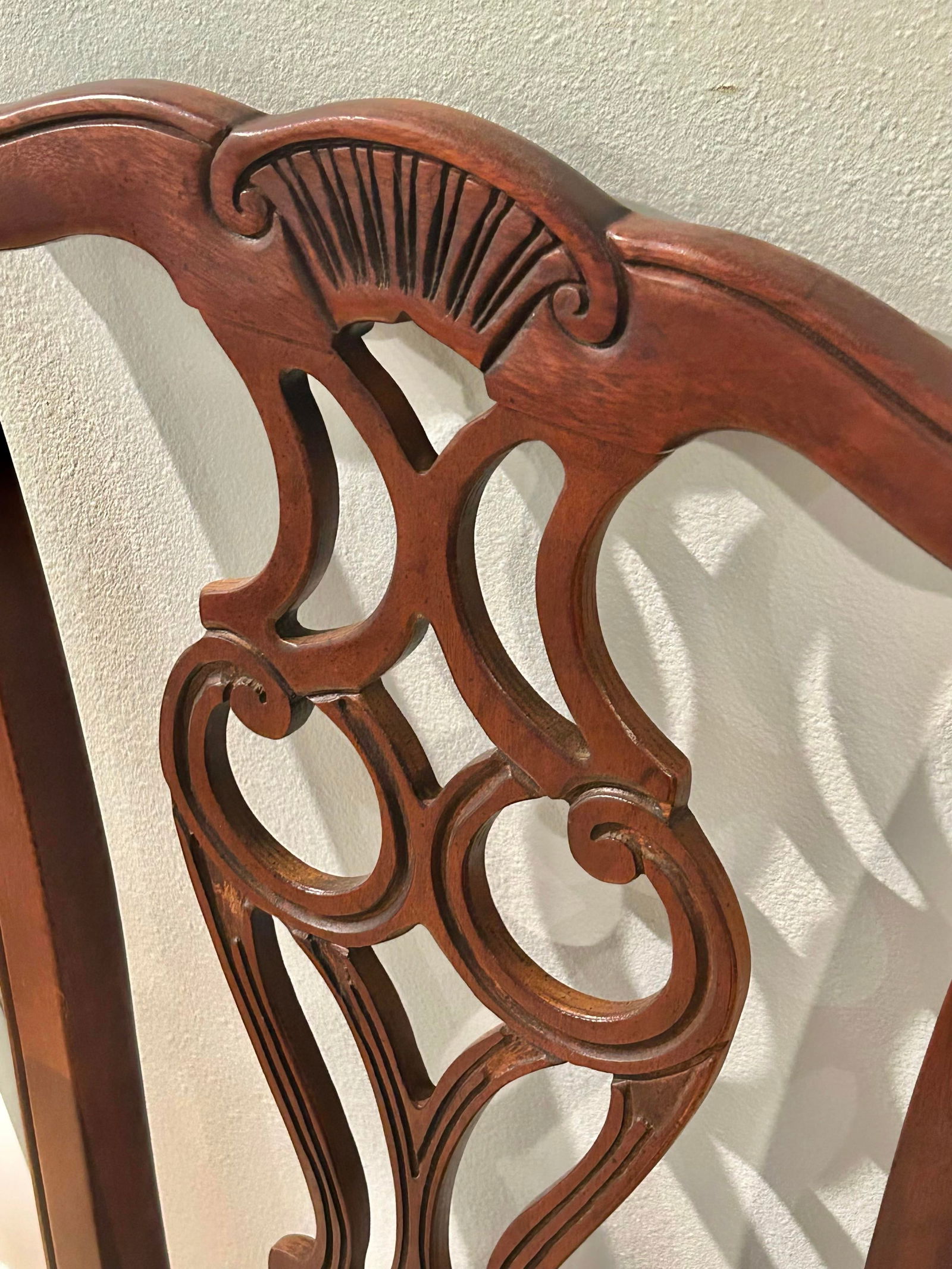 Vintage Thomasville Chippendale Side Chairs With Botanical Linen Upholstery - A Pair - 8