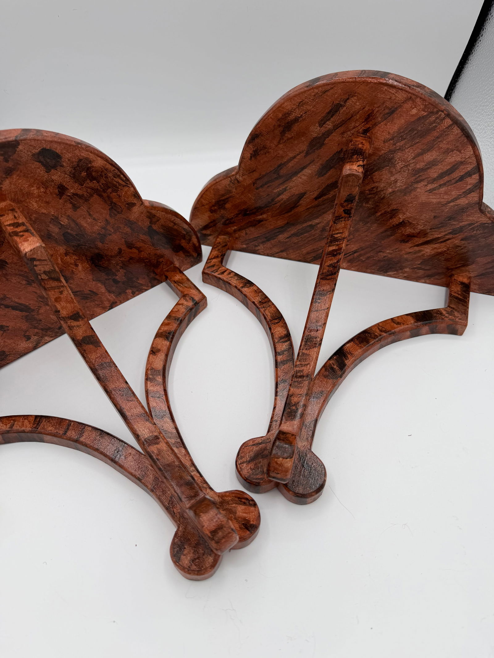 A Pair of Treffoil Wall Brackets. Hand Made and Faux Finished in Faux Tortoise Shell - 4