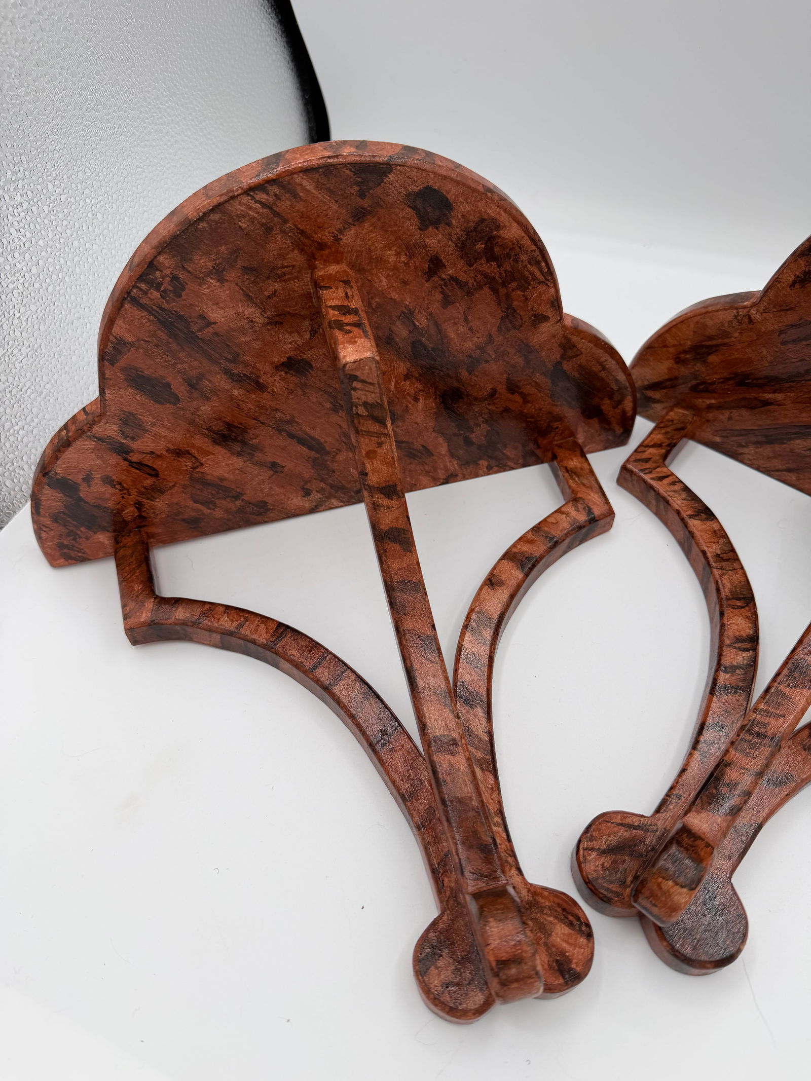 A Pair of Treffoil Wall Brackets. Hand Made and Faux Finished in Faux Tortoise Shell - 6